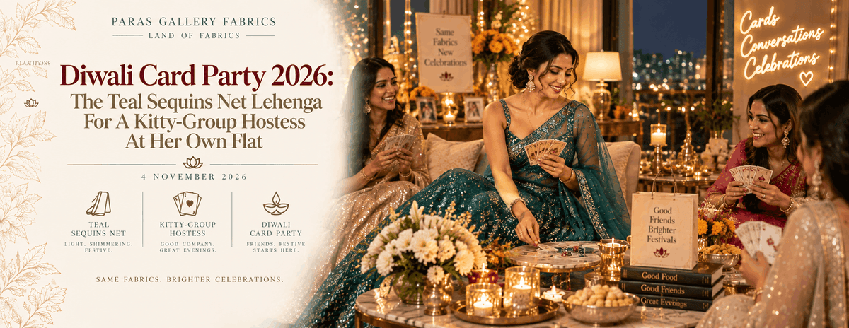 Diwali Card Party 2026: The Teal Sequins Net Lehenga For A Kitty-Group Hostess At Her Own Flat (4 November 2026)