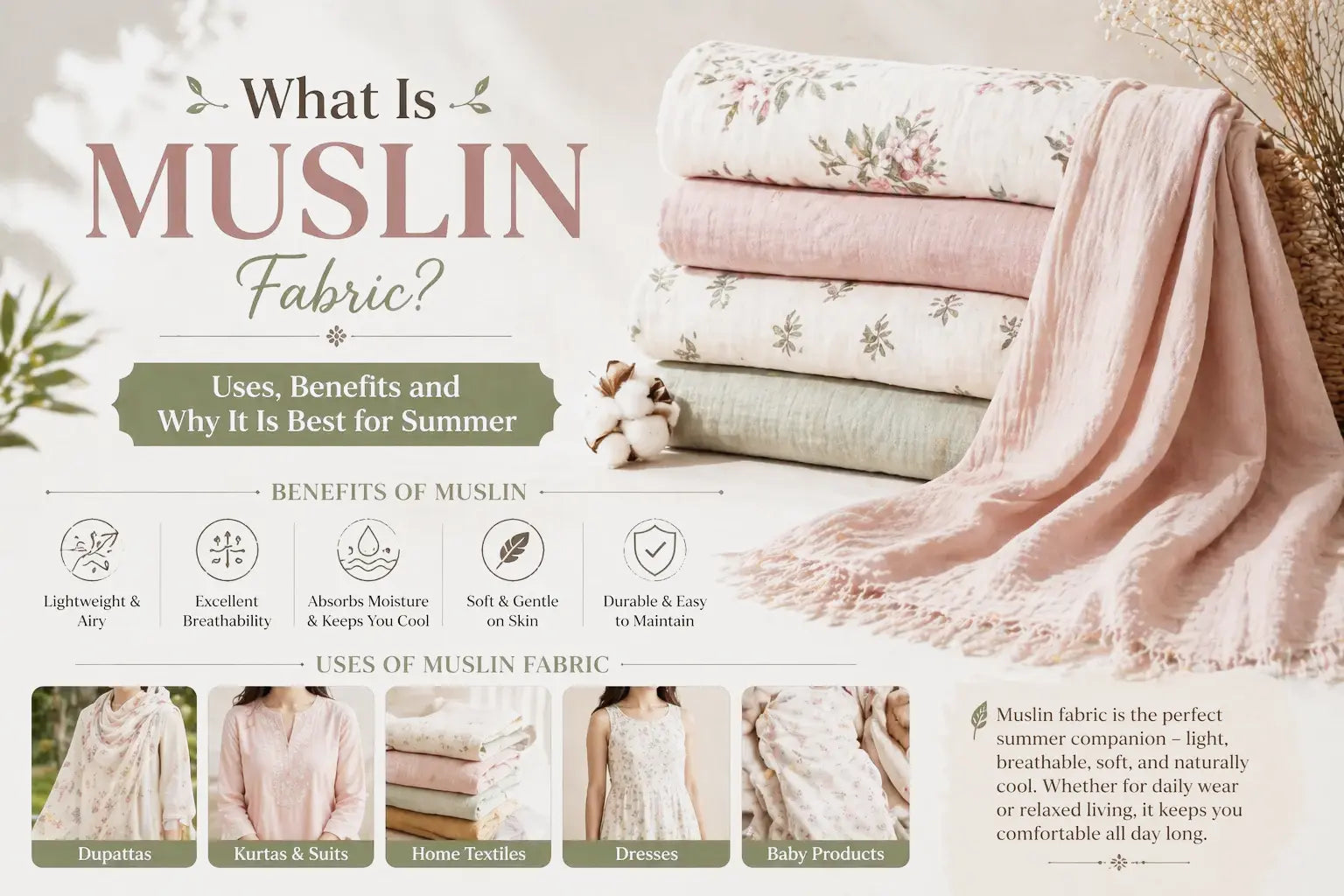 What Is Muslin Fabric? Uses, Benefits & Why It’s Best for Summer