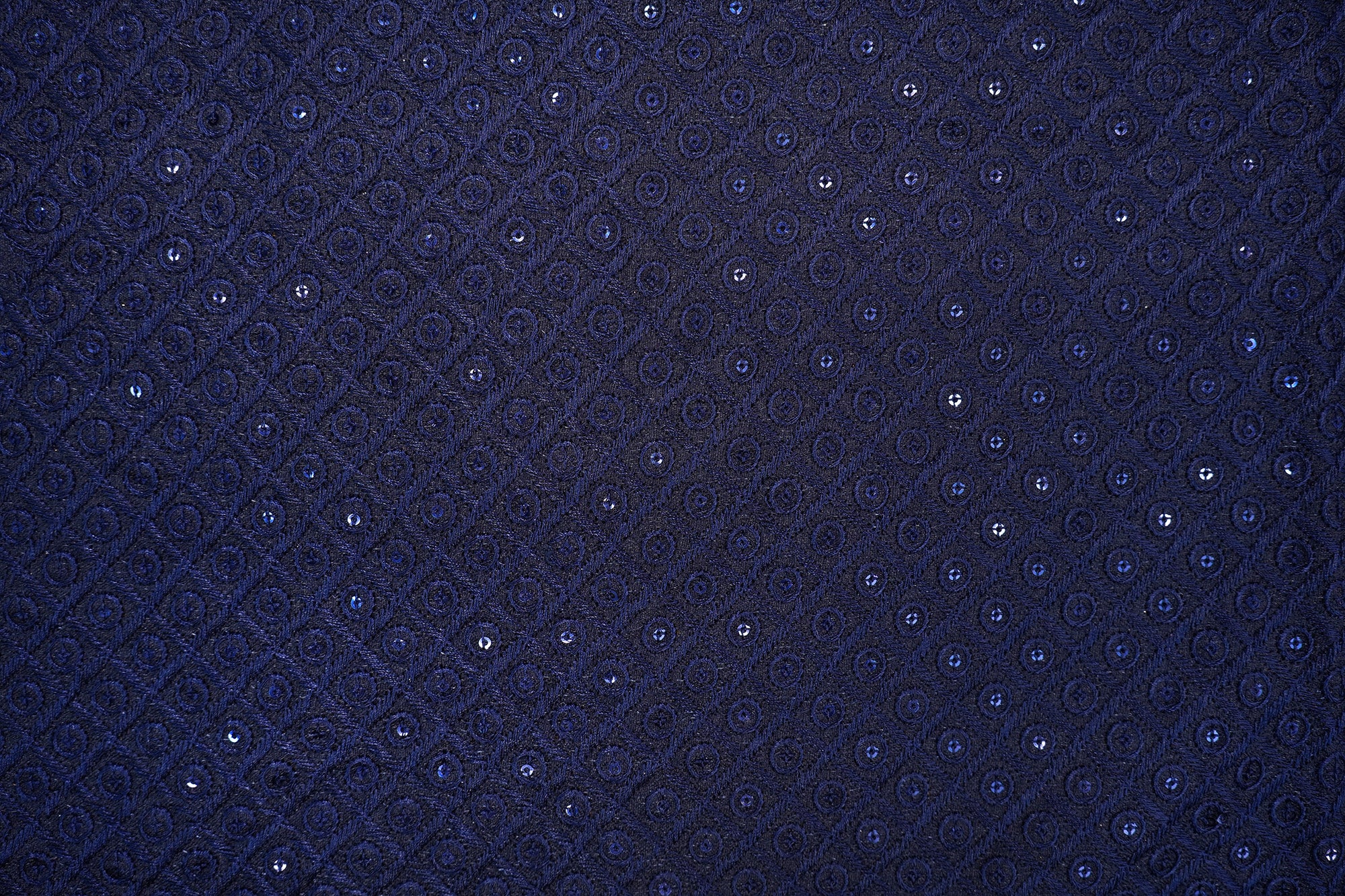 Navy Blue Silk dupion with Thread Work & Sequins Geometric Pattern