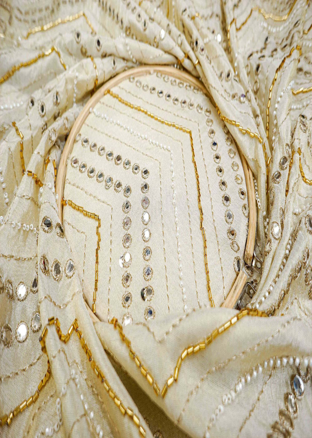 The-Noor-Golden-Tissue-Fabric-With-Faux-Mirror-,Beads,-Katdana-And-Zari-Elegance-10176-close-view