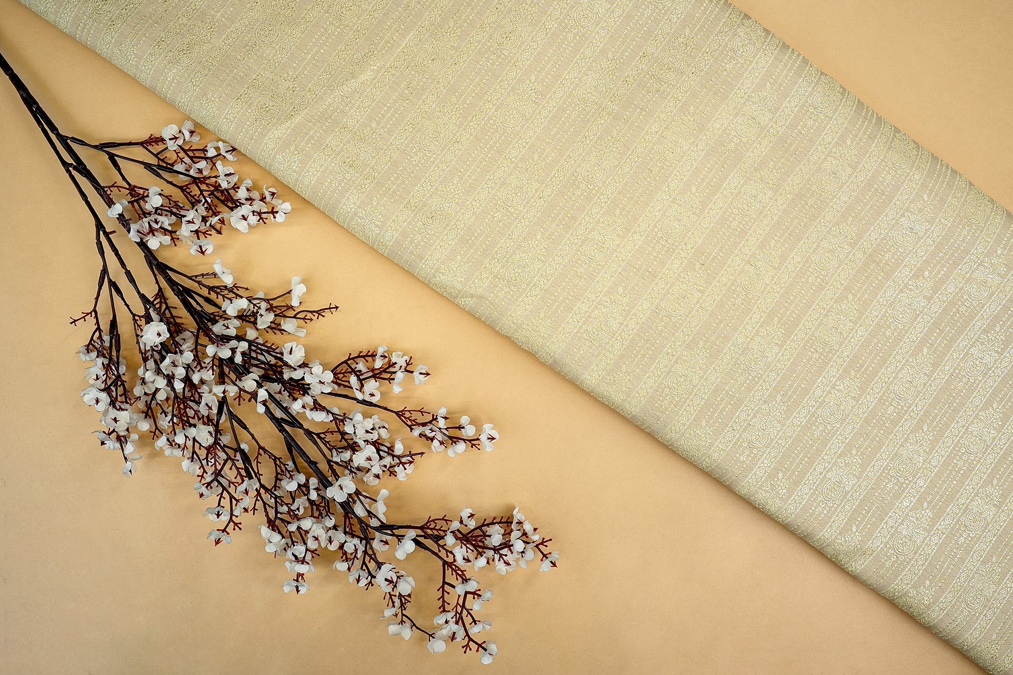 White Pure Munga Silk With Beautiful Banarasi Zari Work