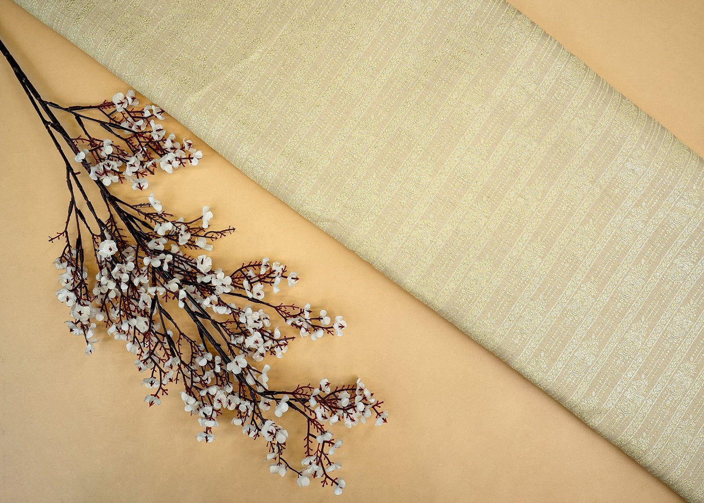 White Pure Moonga Silk With Beautiful Banarasi Zari Work