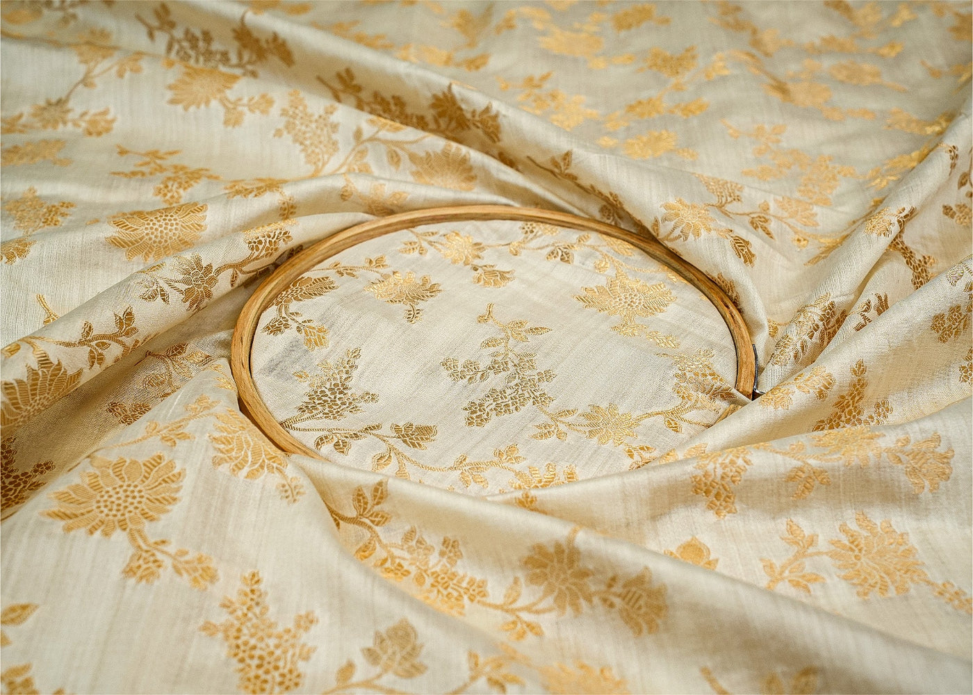 White Pure Moonga Banarasi Silk With Beautiful Banarasi Work