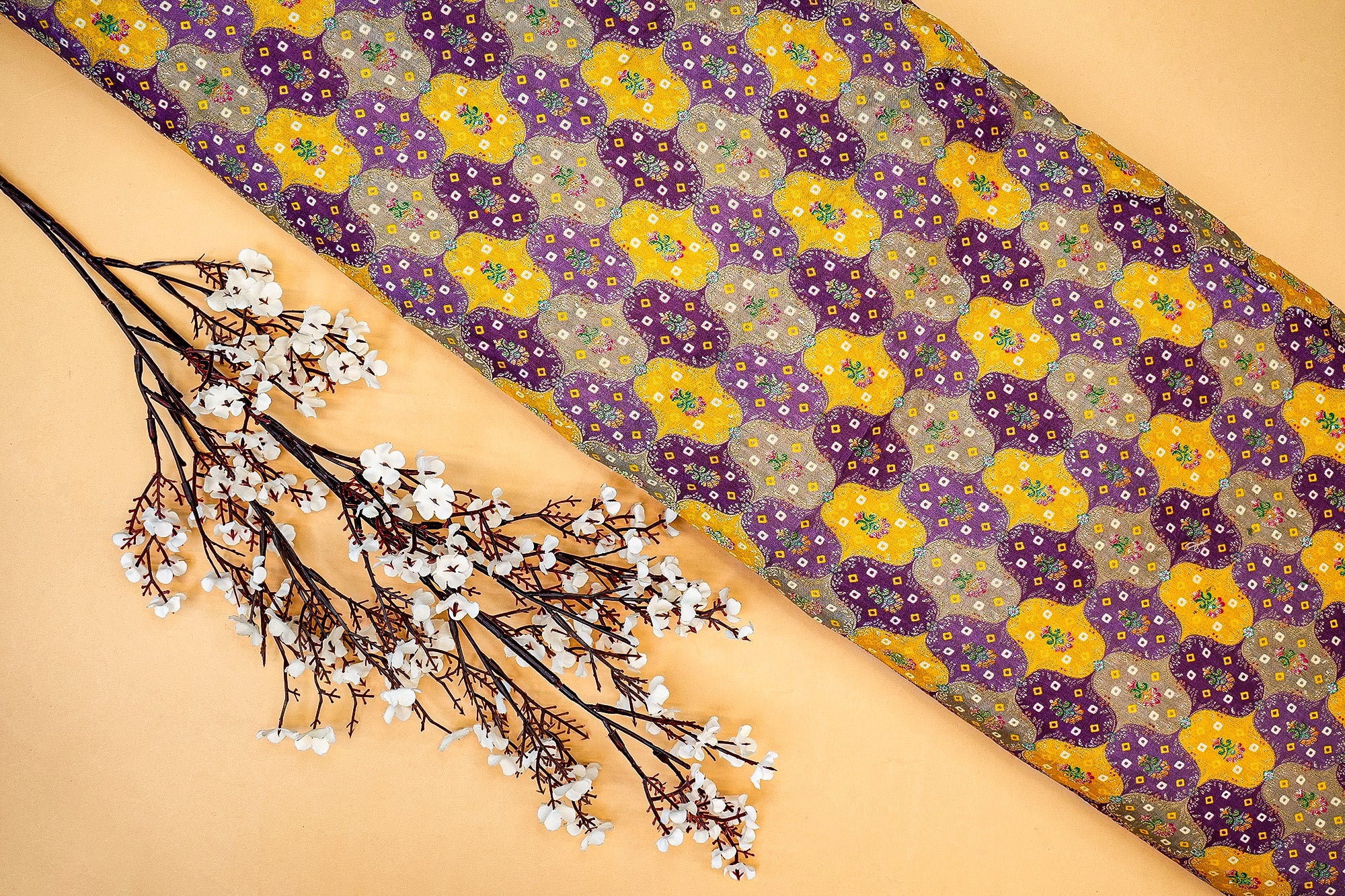 Purple And Yellow Upada Silk With Beautiful Banarasi Zari Work