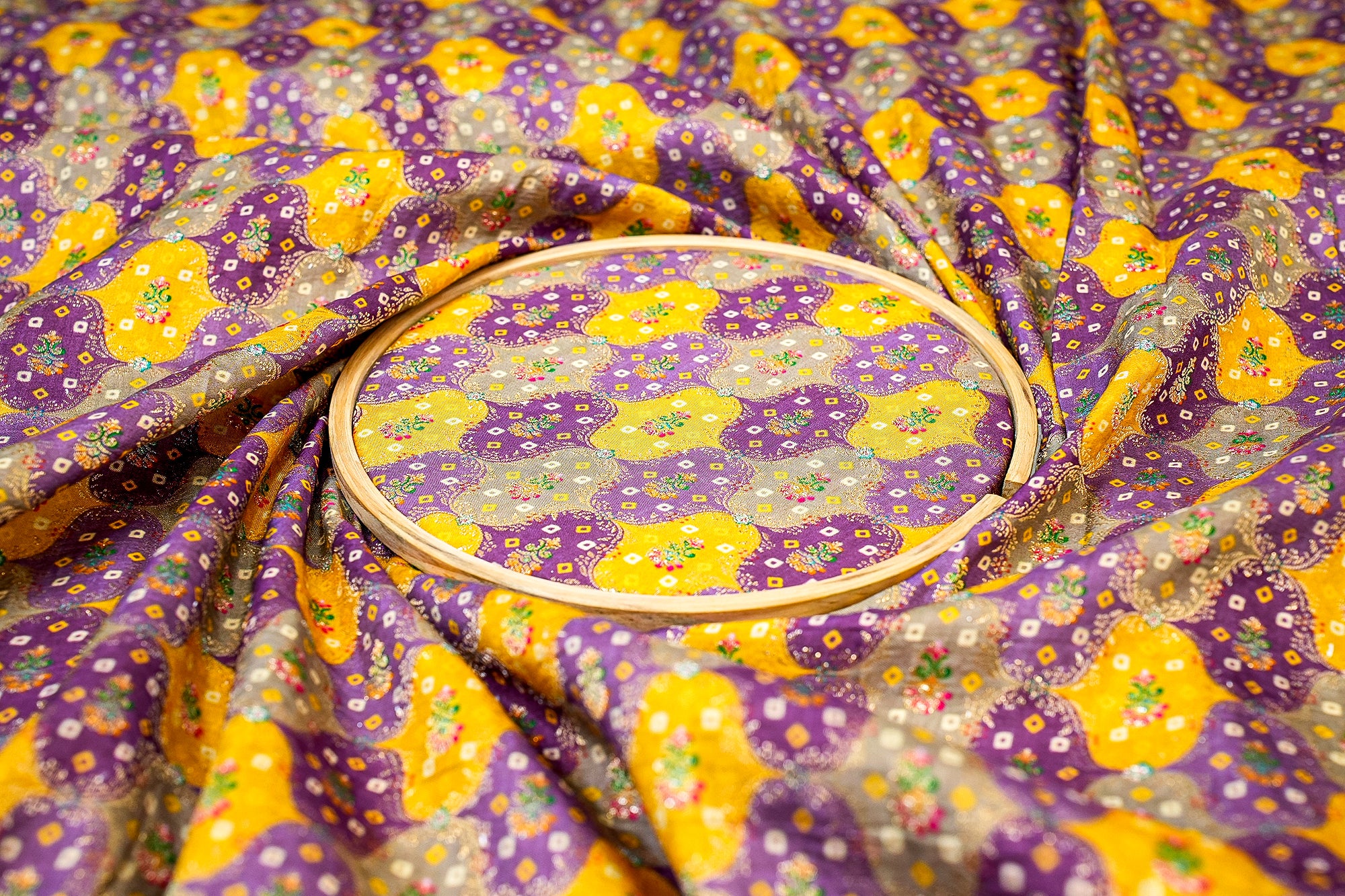 Purple And Yellow Upada Silk With Beautiful Banarasi Zari Work