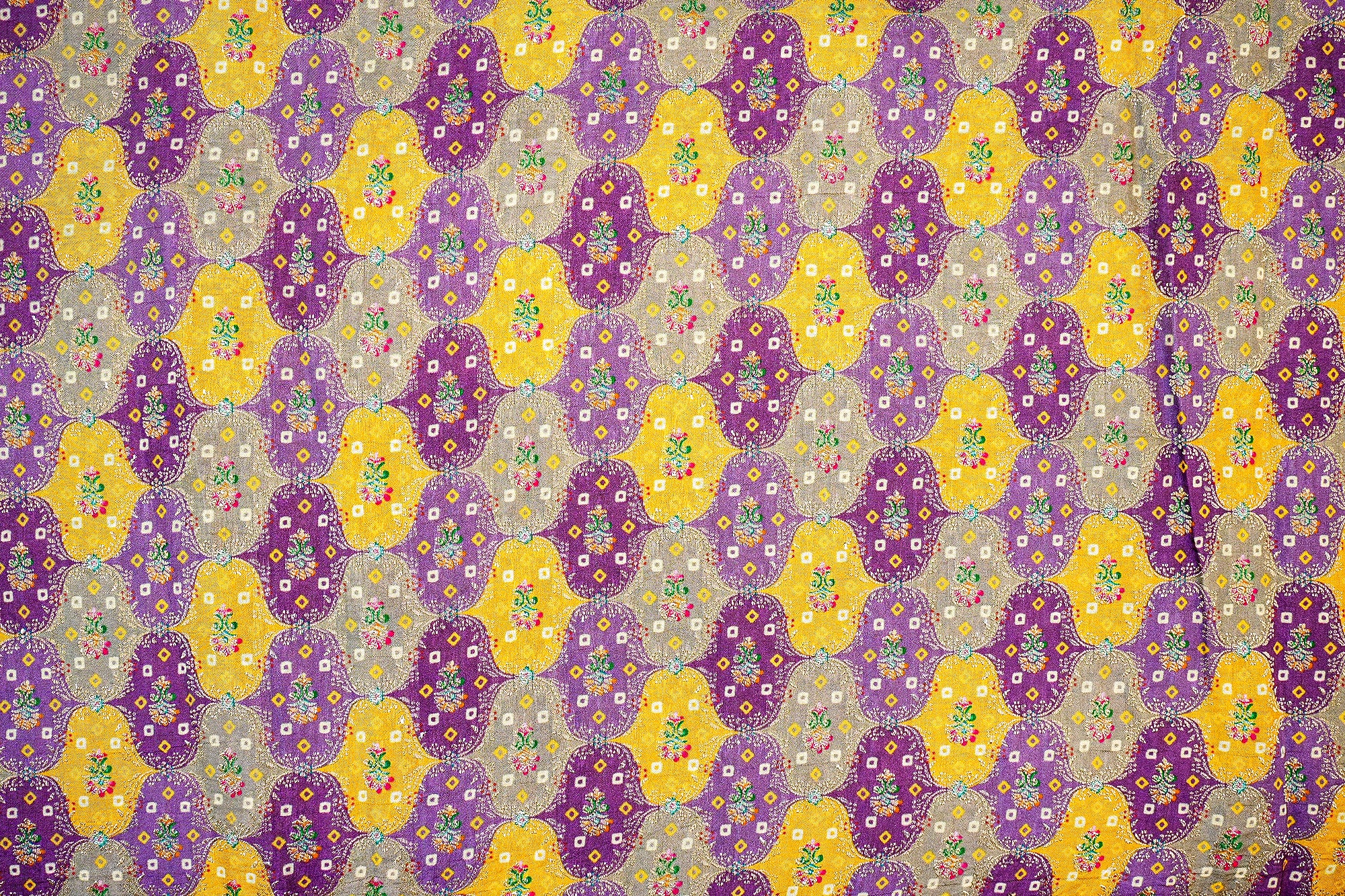 Purple And Yellow Upada Silk With Beautiful Banarasi Zari Work