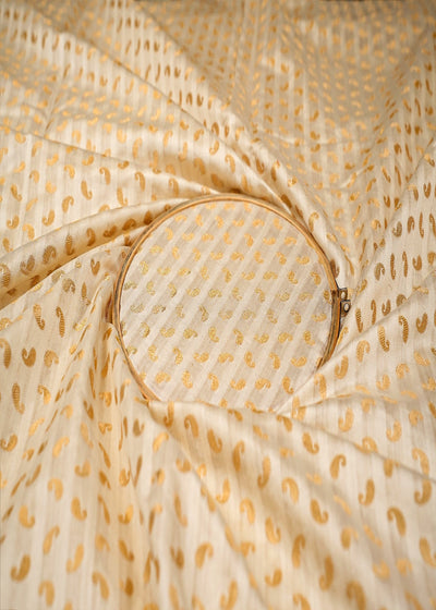 White Pure Chinia Silk With Beautiful Banarasi Work 10603