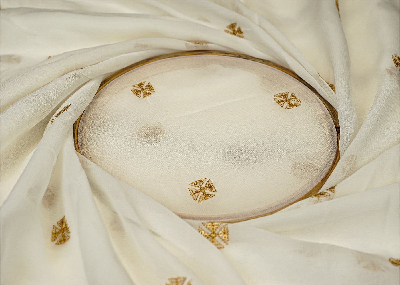 Dyeable Abstract Georgette With Allover Zari Butti Work