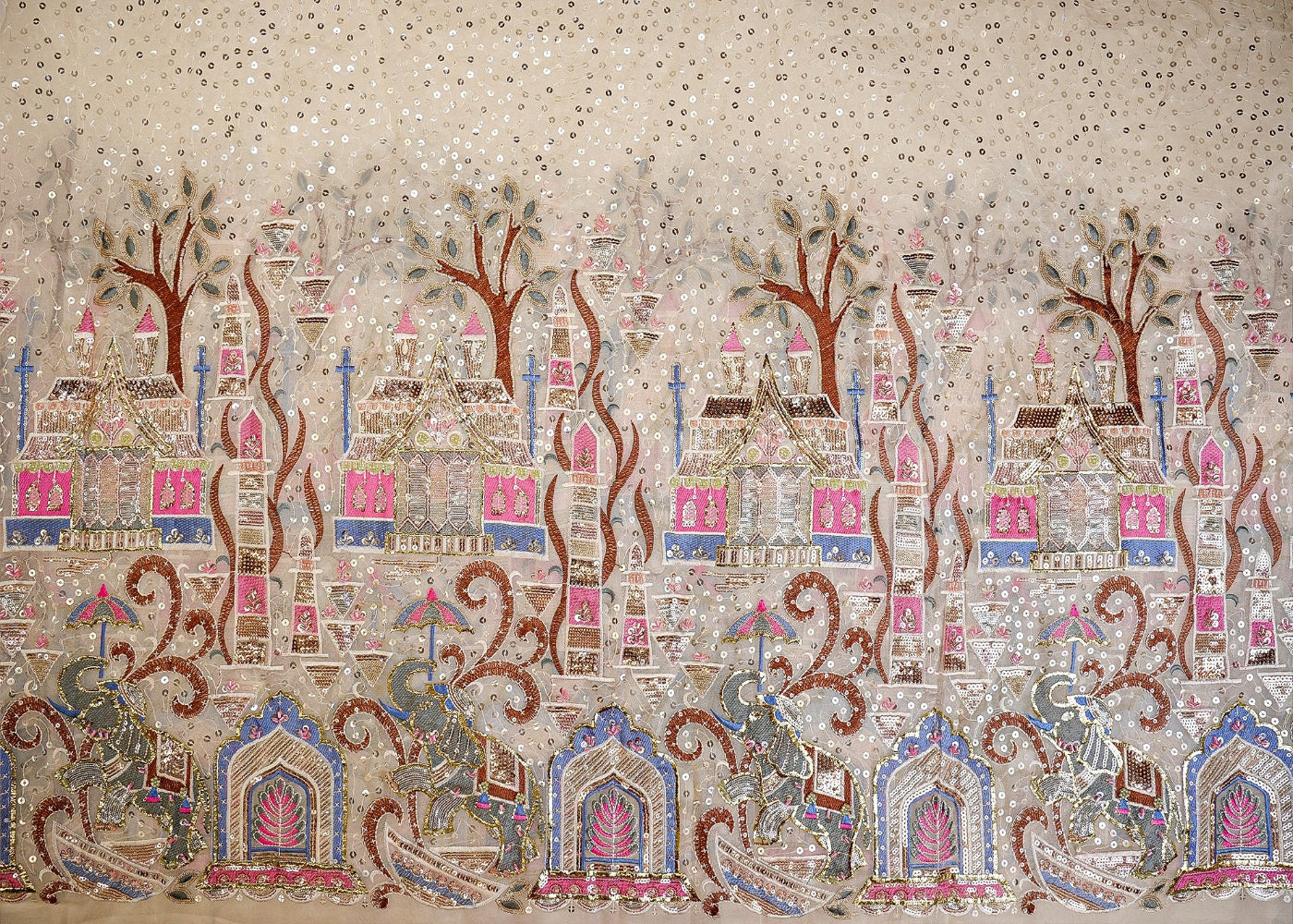 White Organza with Sequins, Zari, and Elegant Threadwork Detailing