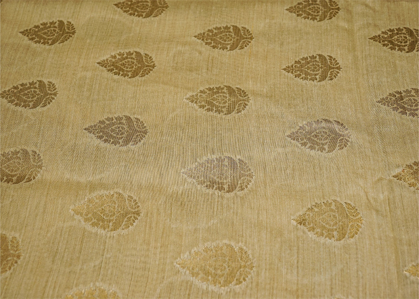 Golden Pure Moonga Silk With Beautiful Banarasi Zari Work