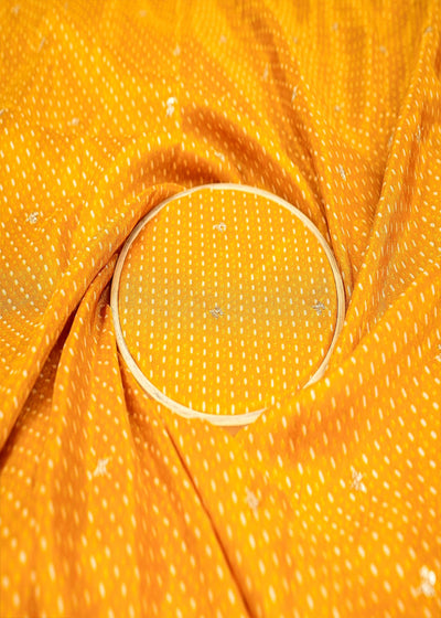 Mustard Tissue Dupatta Fabric Bandhani Glow with Golden Sequins and Zari Work