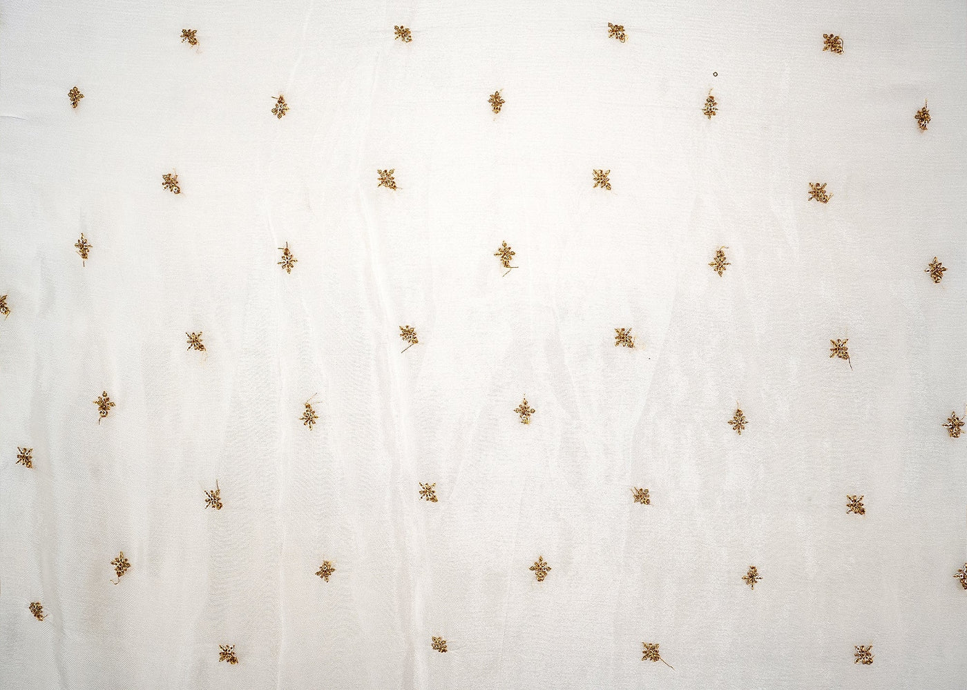 White Dazzling Chinon Chiffon with All-Over Sequins and Threadwork