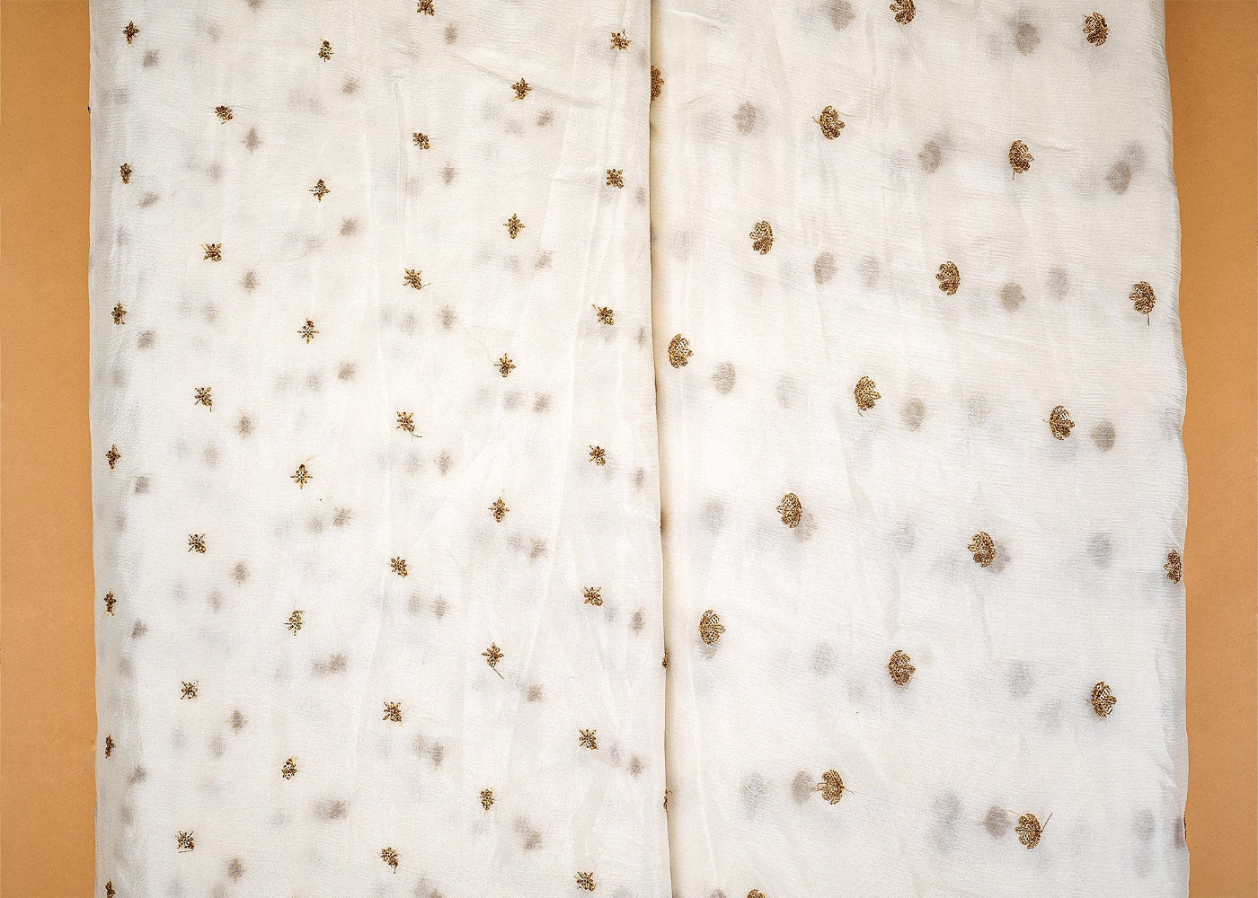 White Dazzling Chinon Chiffon with All-Over Sequins and Threadwork