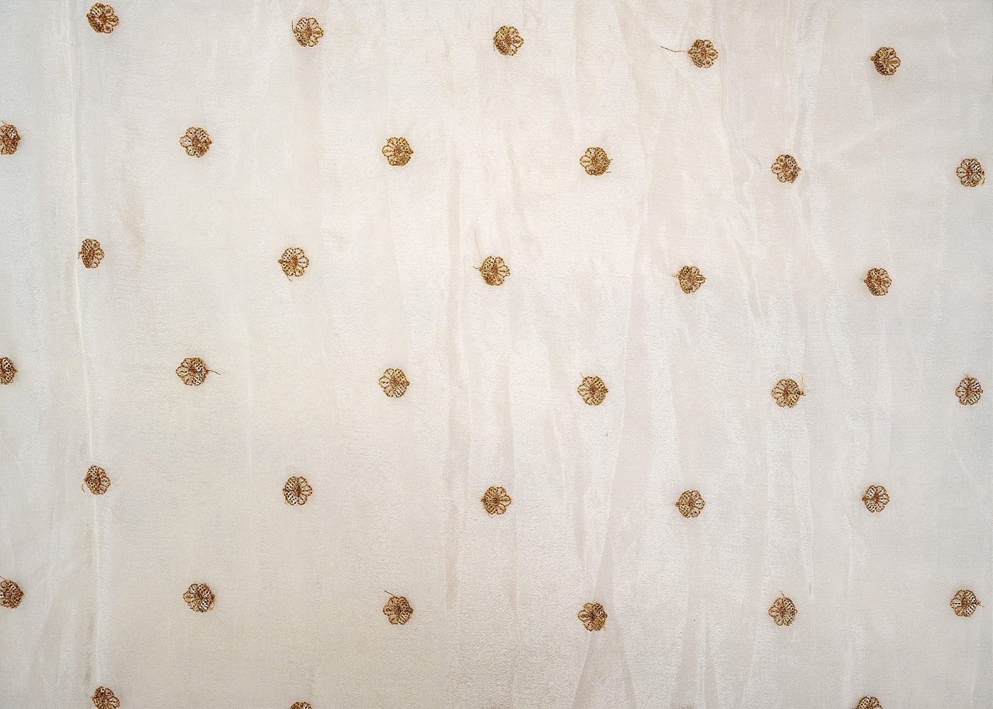 White Dazzling Chinon Chiffon with All-Over Sequins and Threadwork