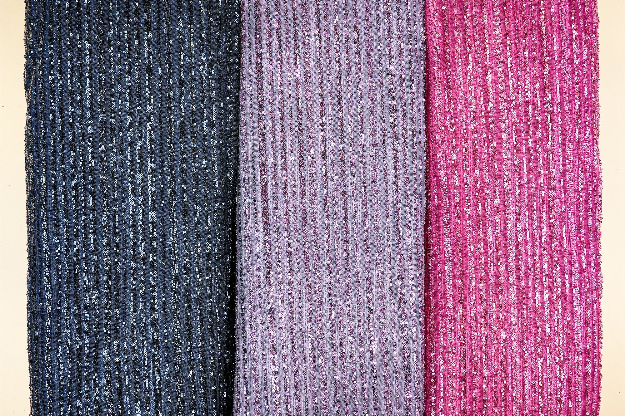 Onion Imported Net with Sequins and Beads Handwork Embellishments