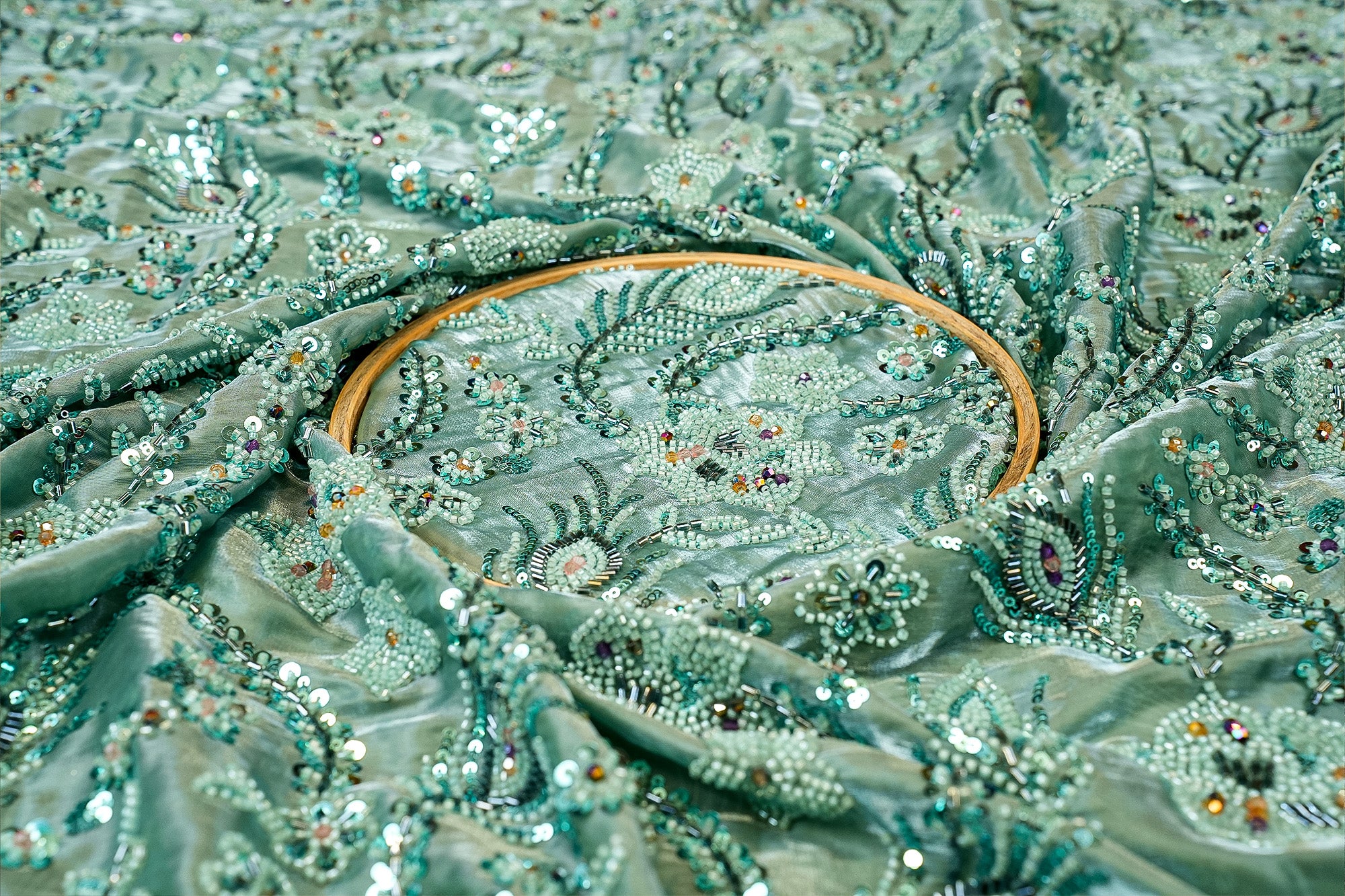Rama Imported Jimmy Choo Elegant Handwork with All-Over Sequins, Kutdana, Pearls and Beads