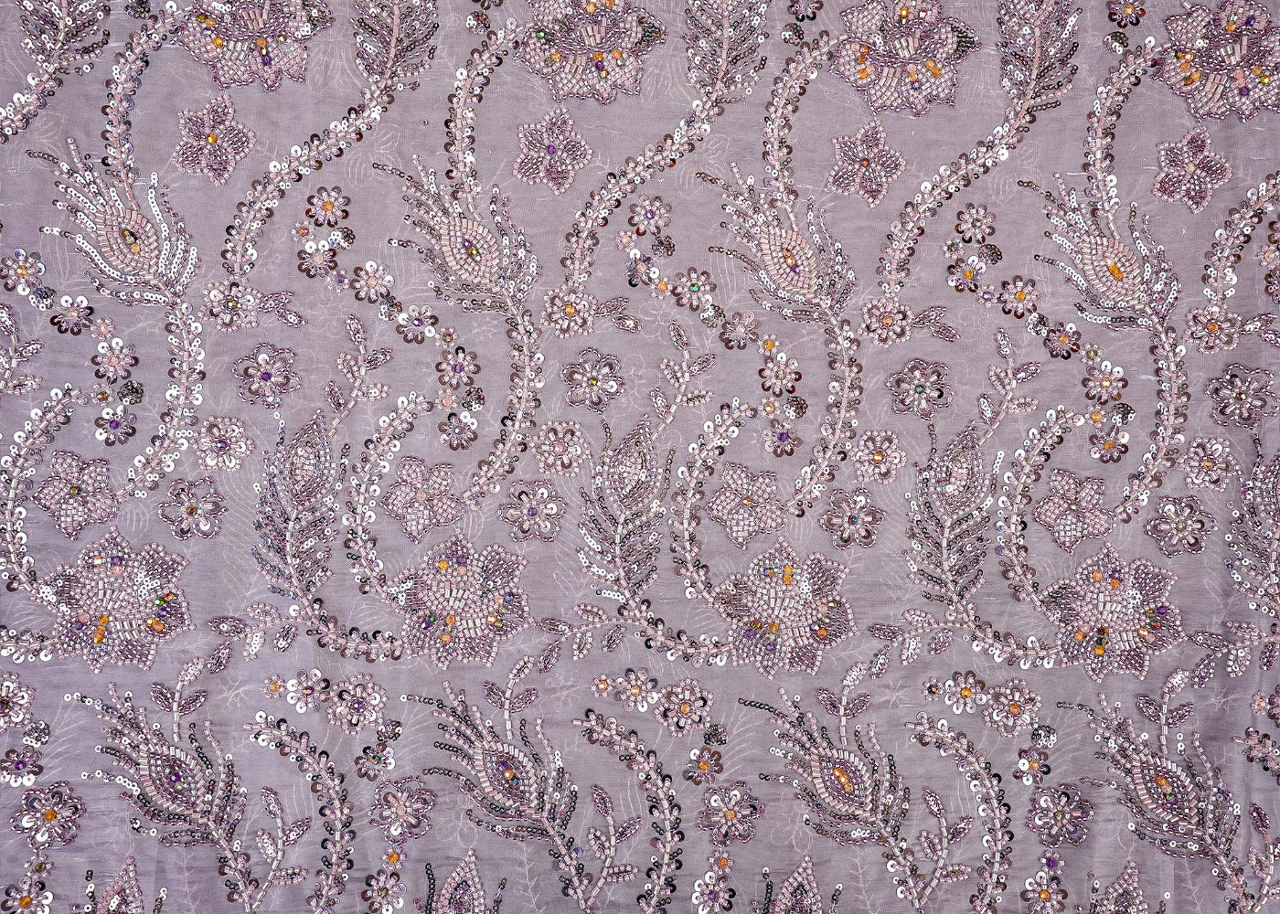 Purple Imported Jimmy Choo Elegant Handwork with All-Over Sequins, Kutdana, Pearls and Beads