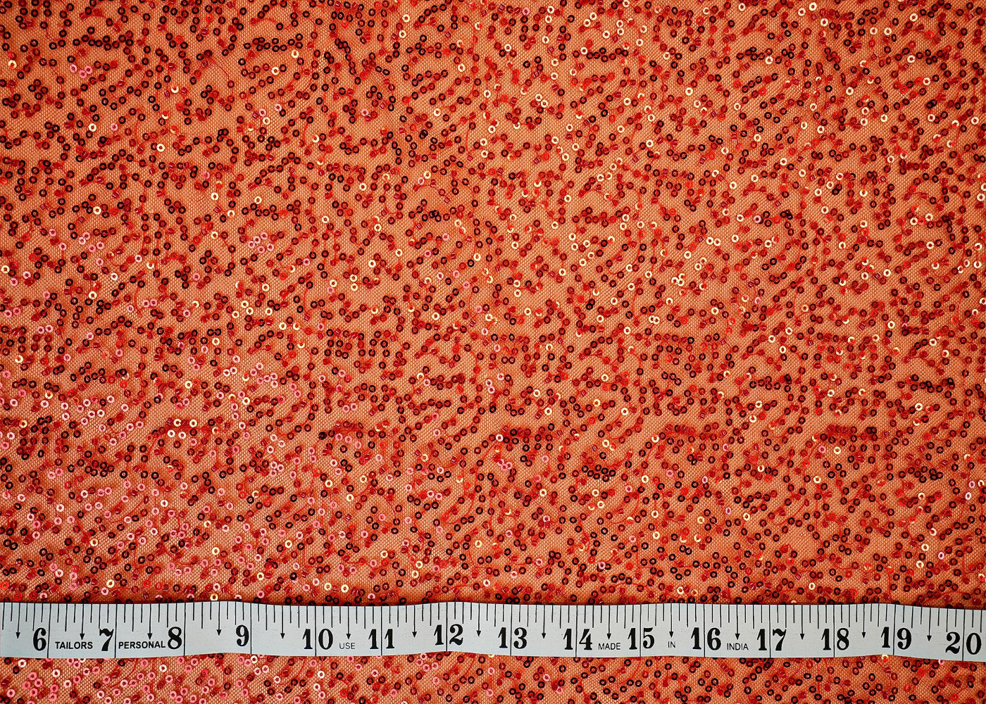 (Pre-Cut 1.6 Mtr) Red Sequins All Over Net
