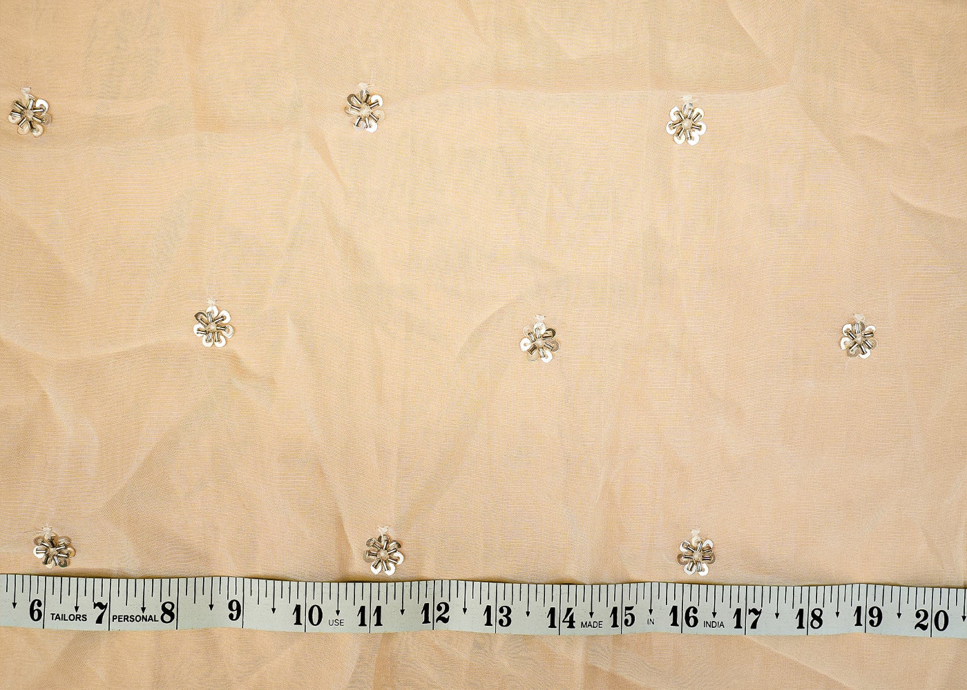 (Pre-Cut 1.8 Mtr) White Organza with kut-kana and handwork