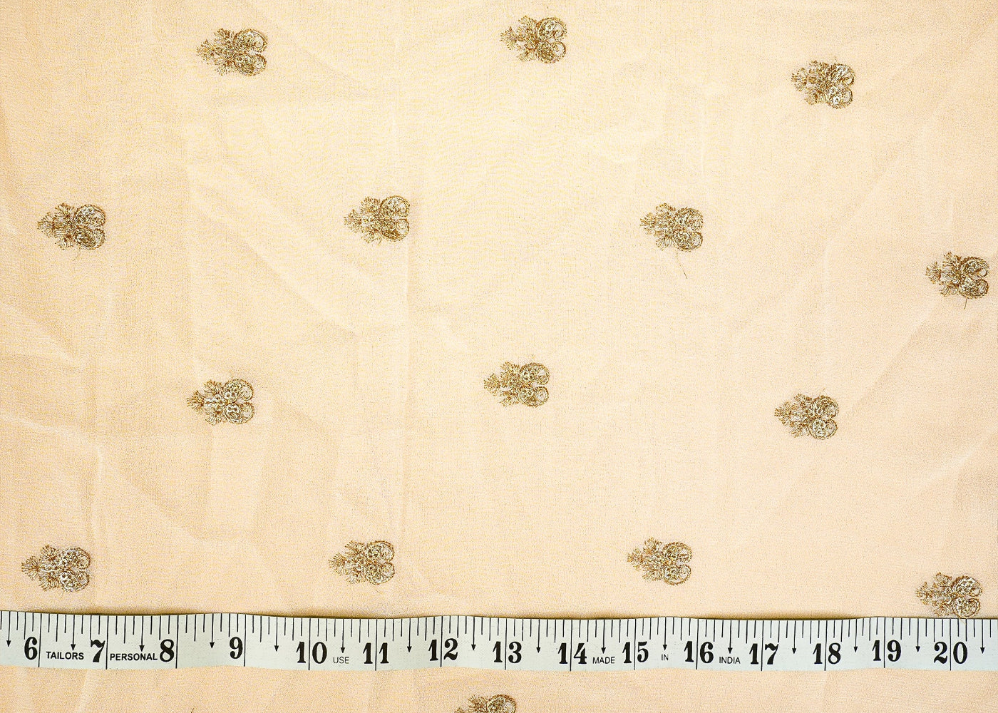 (Pre-Cut 1.5 Mtr) Ivory Grace Tissue with Elegant Butti and Zari Embellishments
