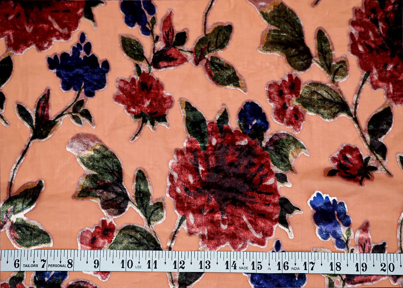 (Pre-Cut 0.75 Mtr) Floral Splendor Velvet Brassu Fabric with All-Over Floral Print