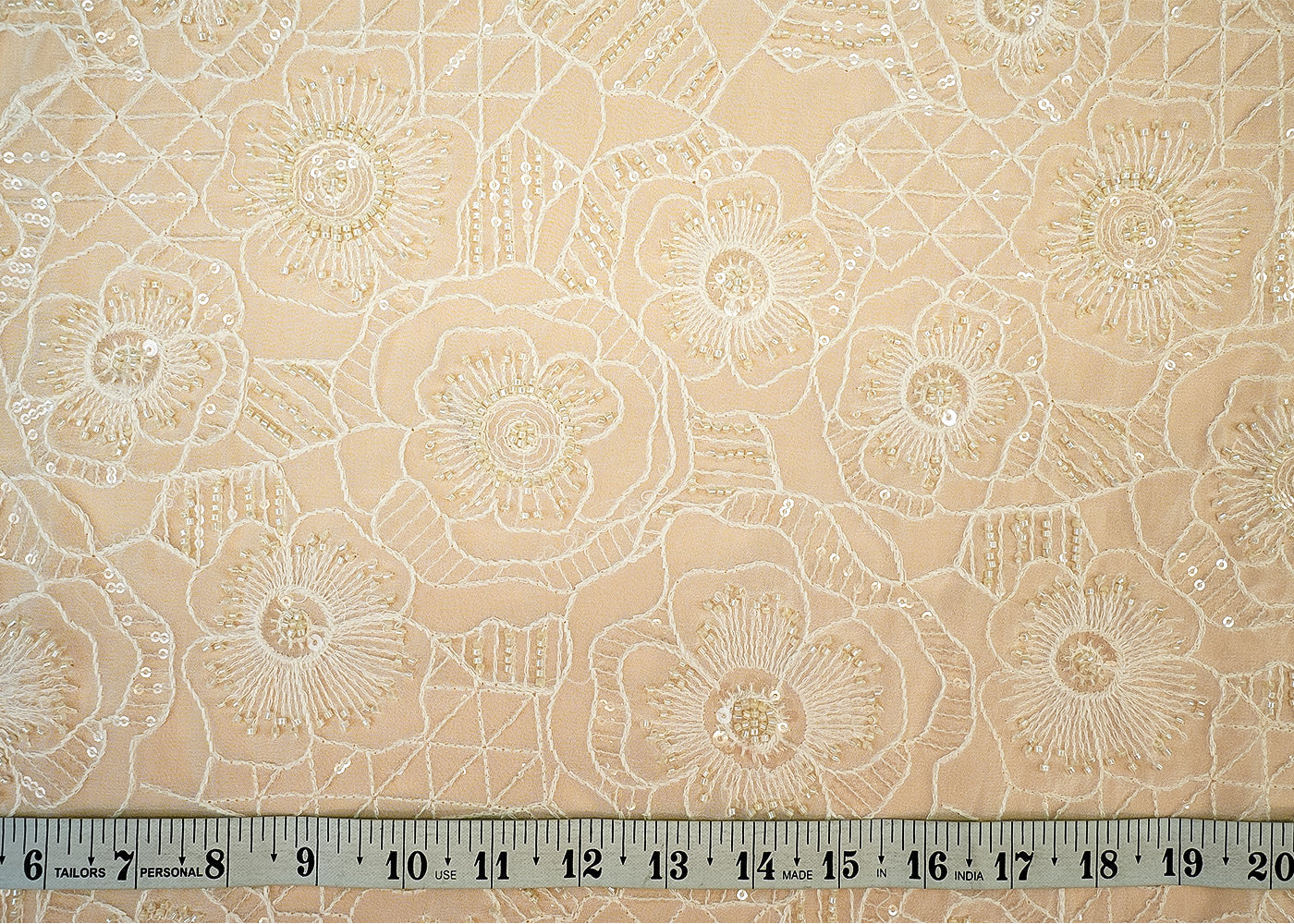 (PRE-CUT 2MTR) Georgette Fabric with Allover Beads, Thread & Sequins Work 11382
