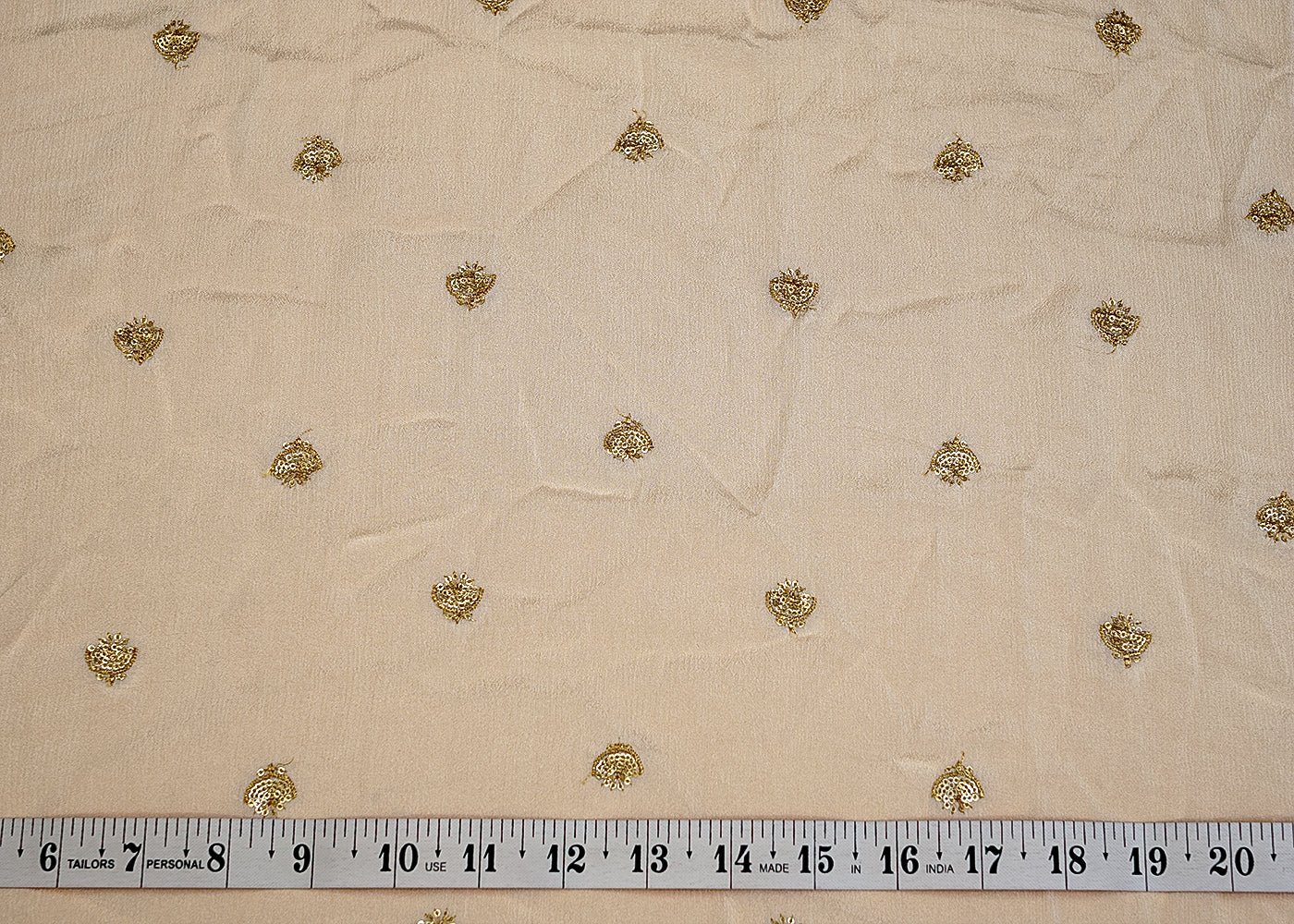 (PRE-CUT 1.5MTR) Chinon Chiffon with Allover Buti of Sequins & Thread 11390