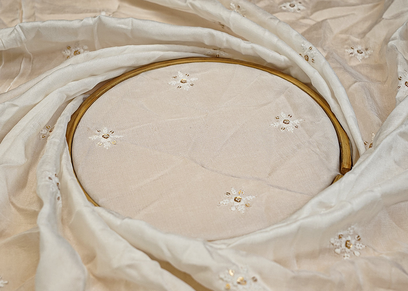 (PRE-CUT 2.25MTR) Upada Silk with Allover Buti of Thread and Sequins 11396