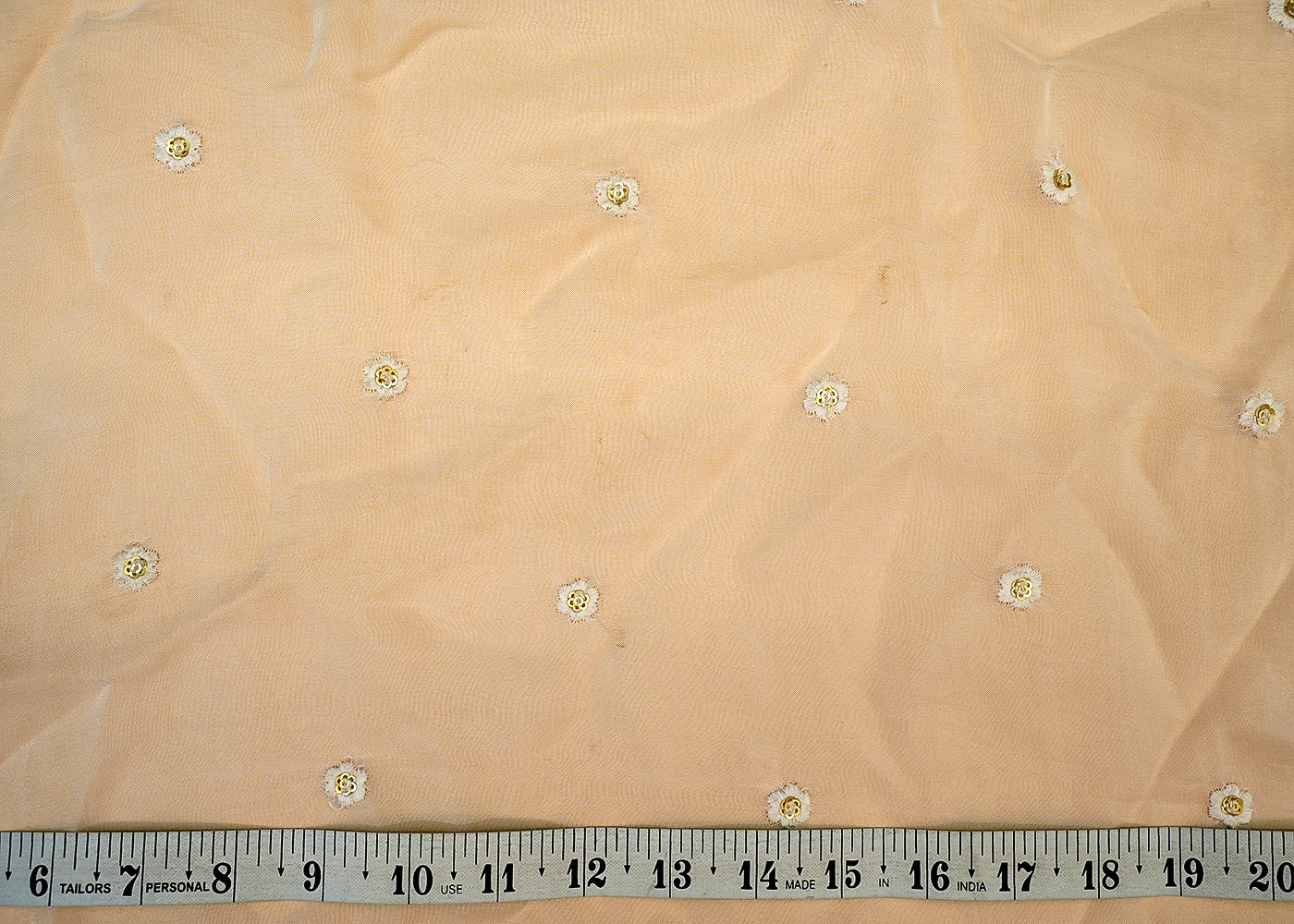 (PRE-CUT 1.6MTR) White Organza Fabric with Allover Buti of Thread and Sequins 11398