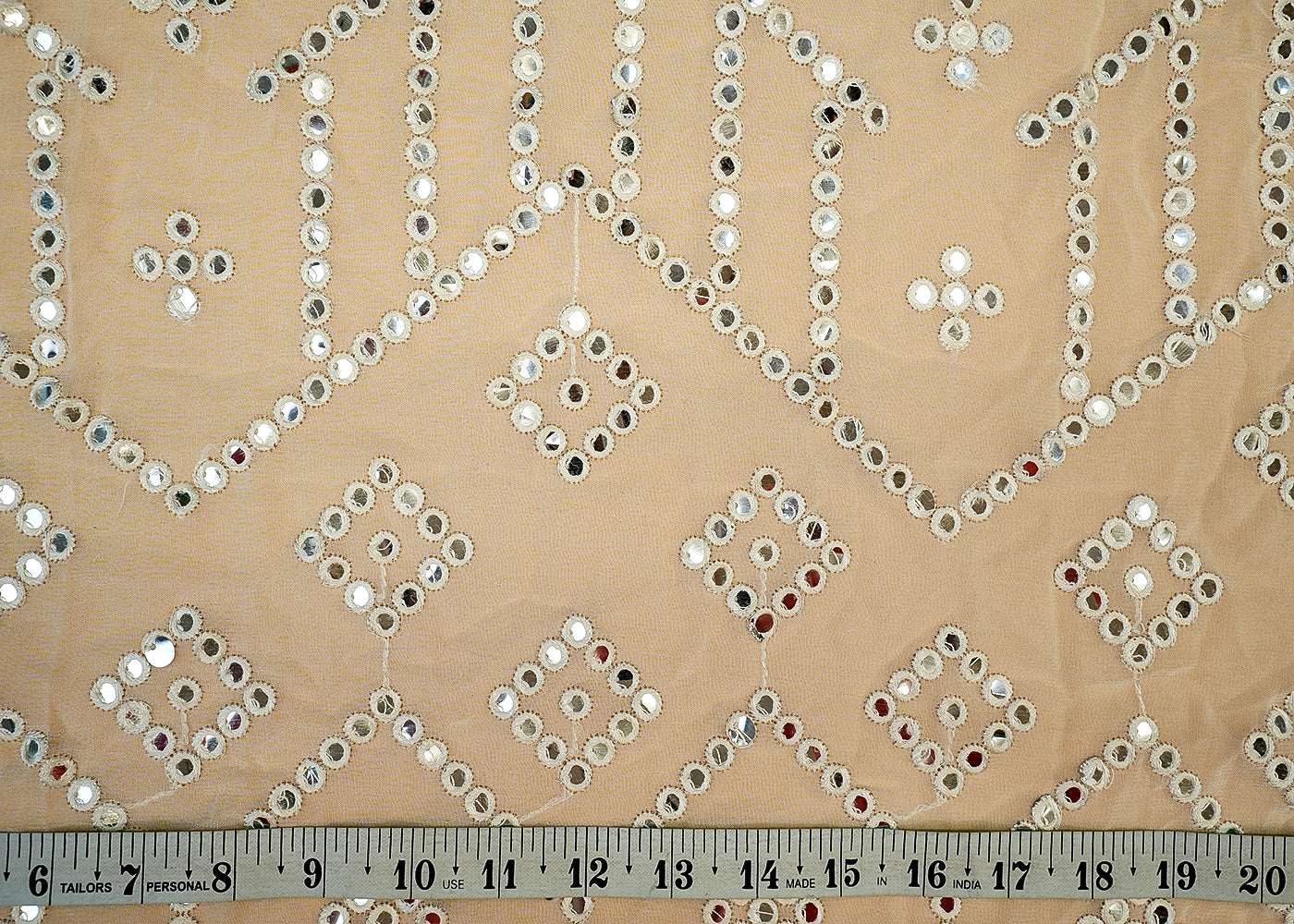 (PRE-CUT 1.5MTR) Georgette Fabric with Allover Thread & Faux Mirror Work 11404
