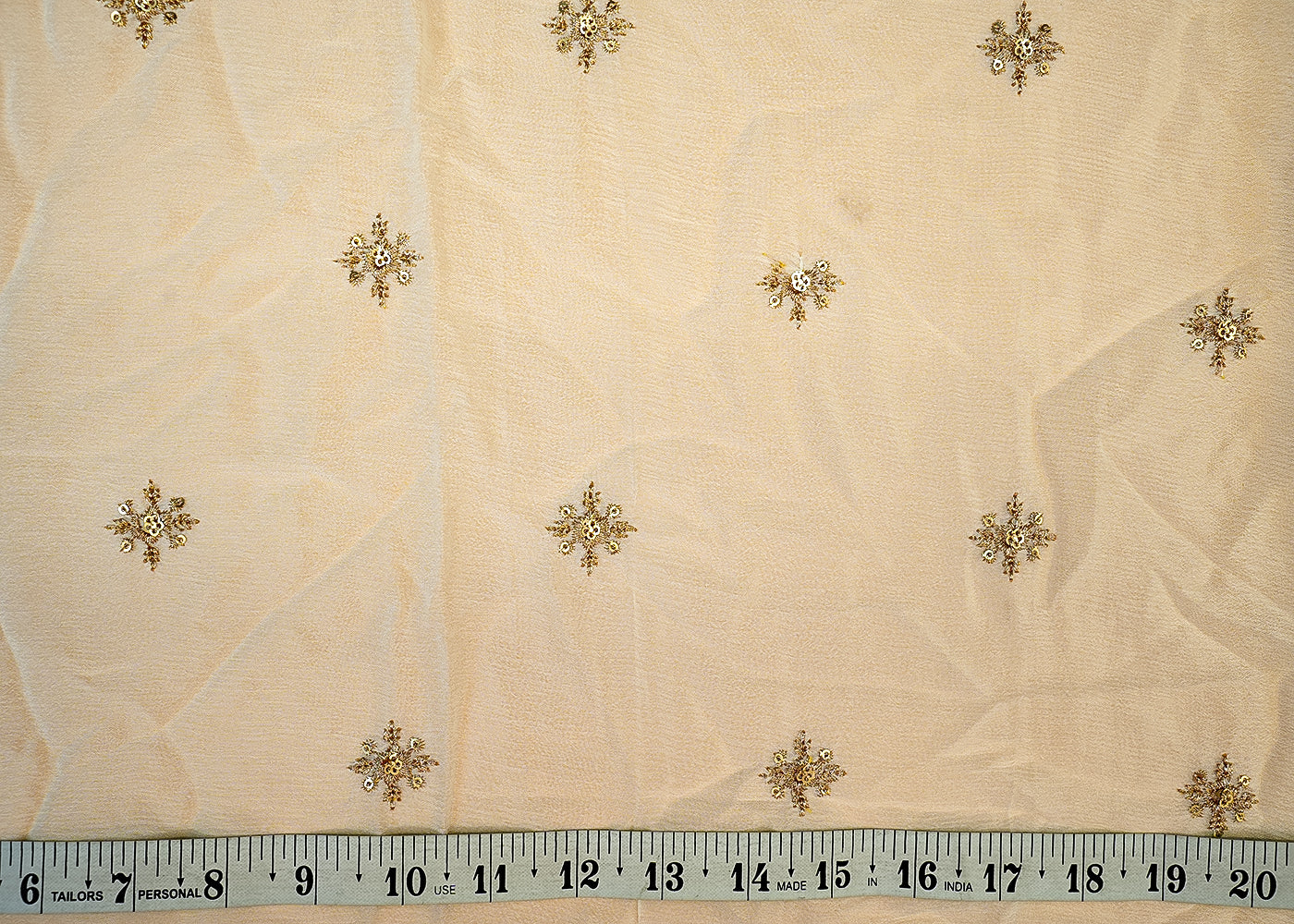 (PRE-CUT 1.4MTR) Chinon Chiffon with Allover Buti of Sequins & Thread 11408