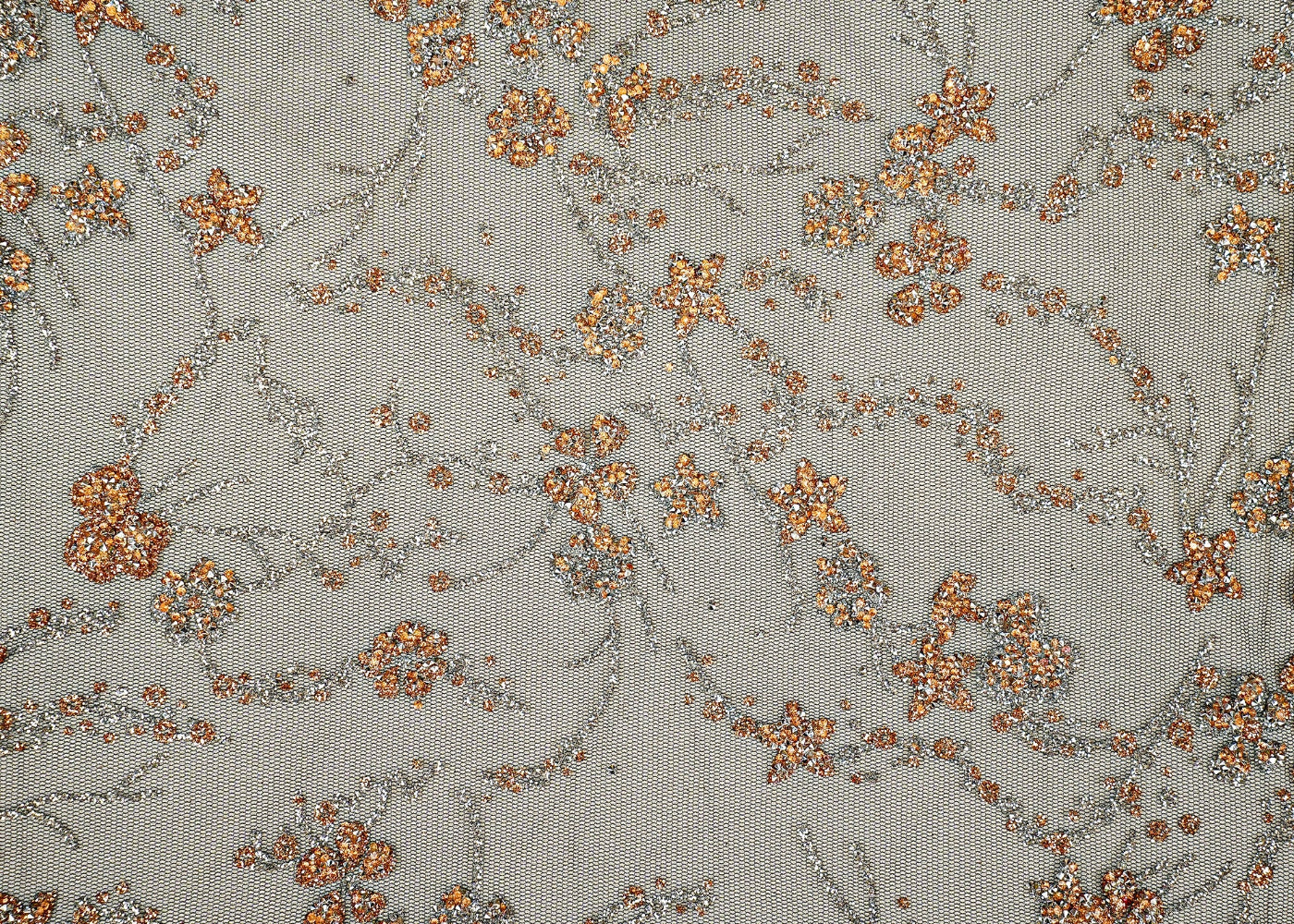 Black Imported Net Fabric with All-Over Floral Gliter Work 11510