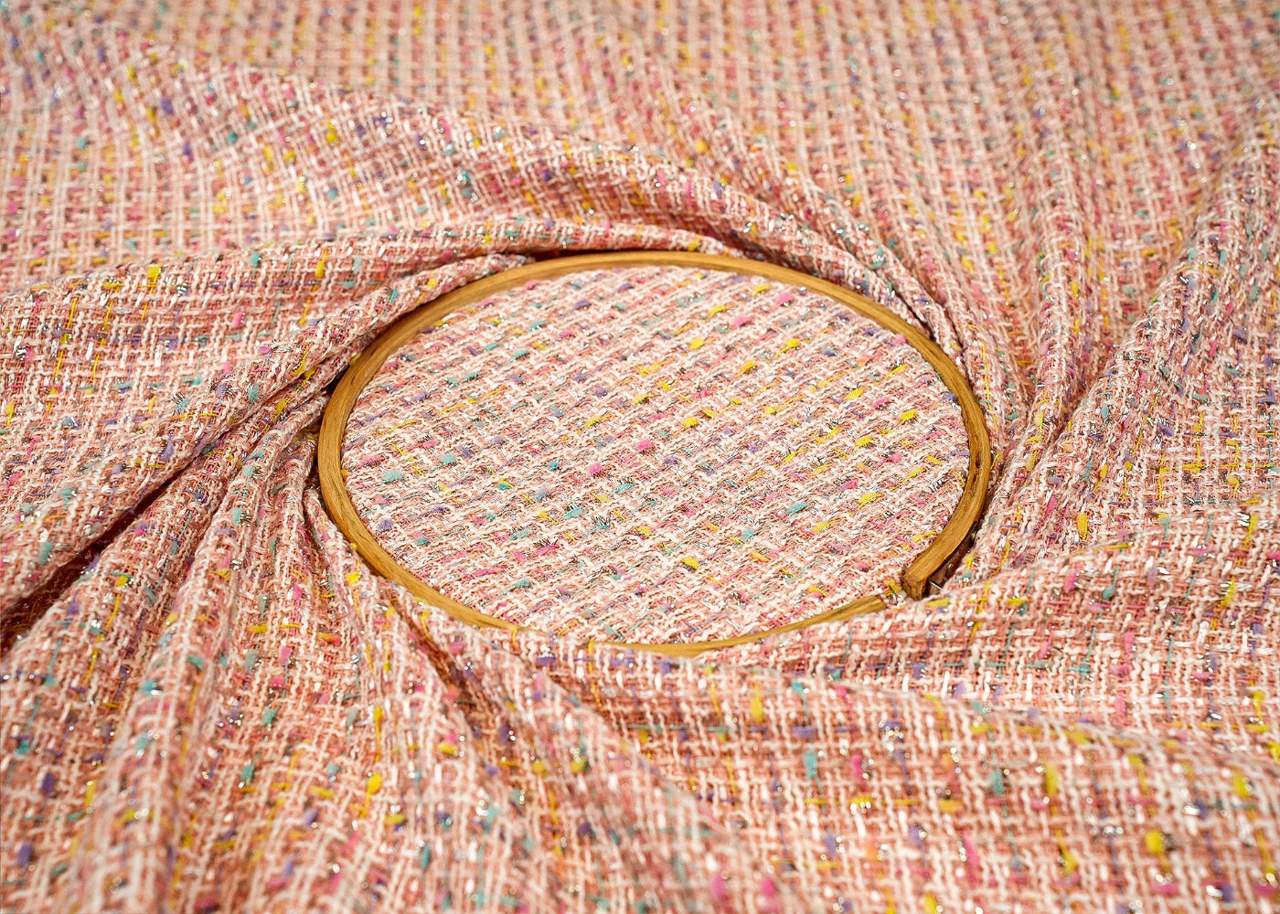 Exclusive Light Pink Fabric With Lurex Tweed Fabric