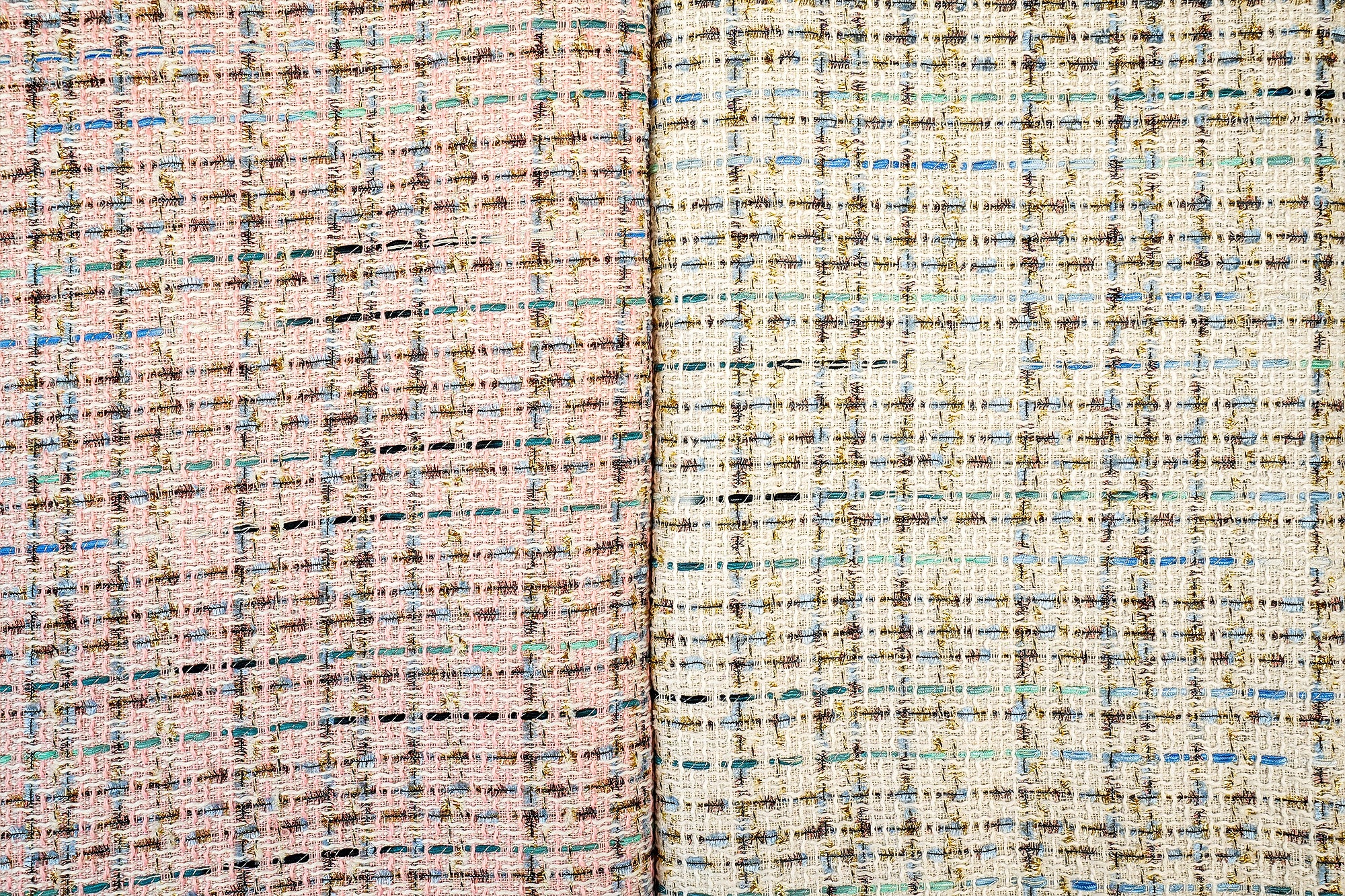 Exclusive White & Blue With Lurex Tweed Fabric