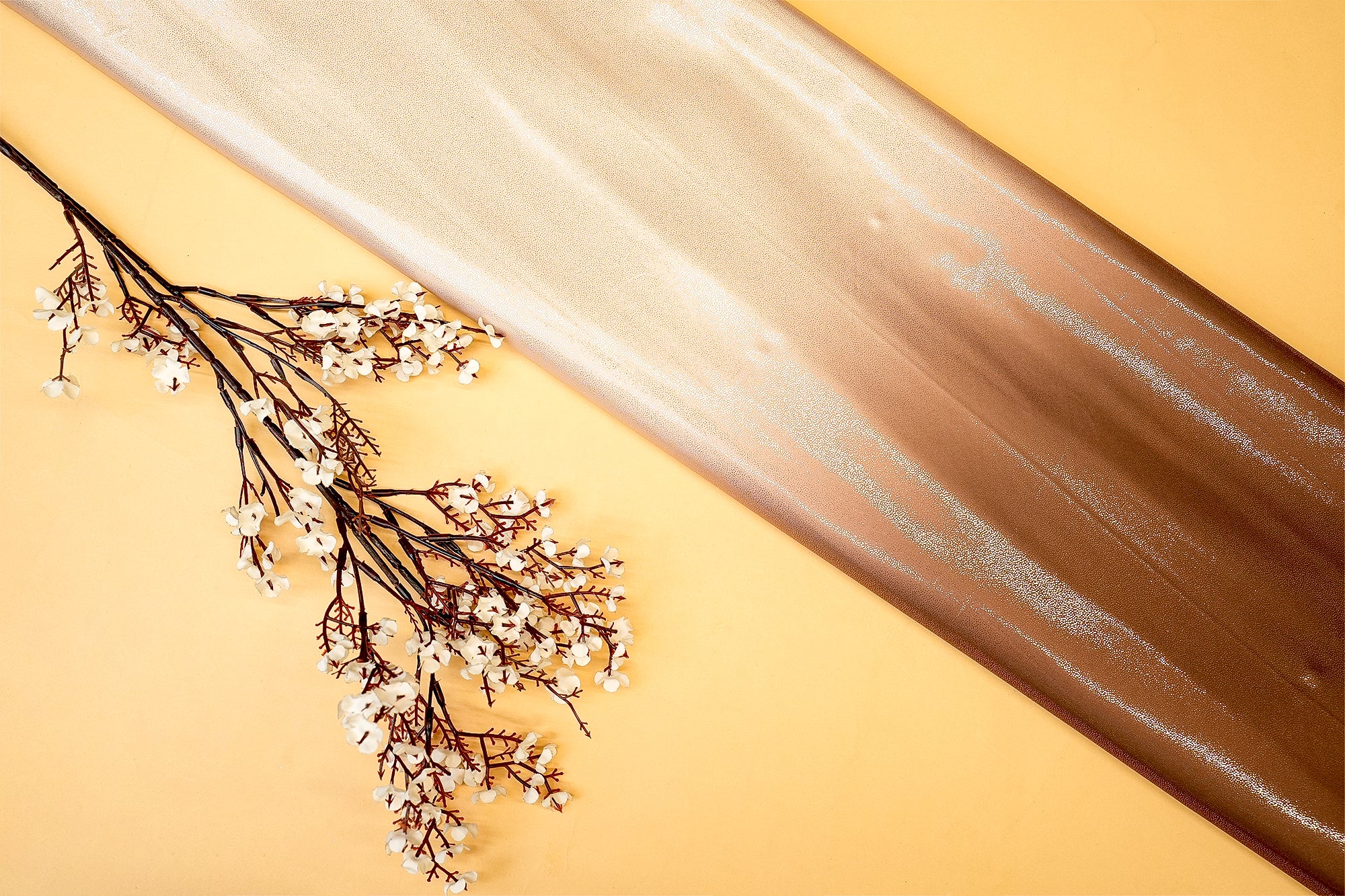 Brown-Gold Ombre Radiance Armani Satin with Shimmer- Paras Gallery Fabrics