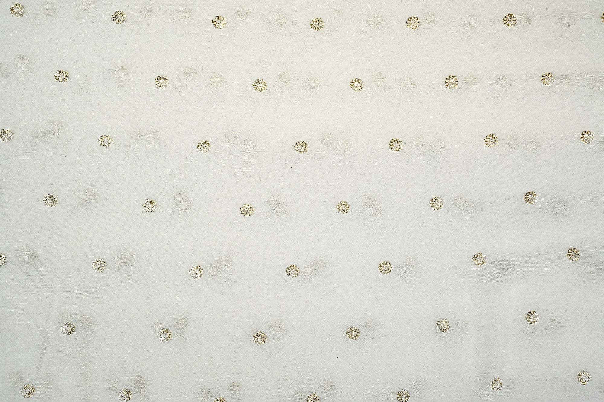 Dyeable Georgette Golden Allure Fabric with All-Over Butti of Sequins and Threadwork