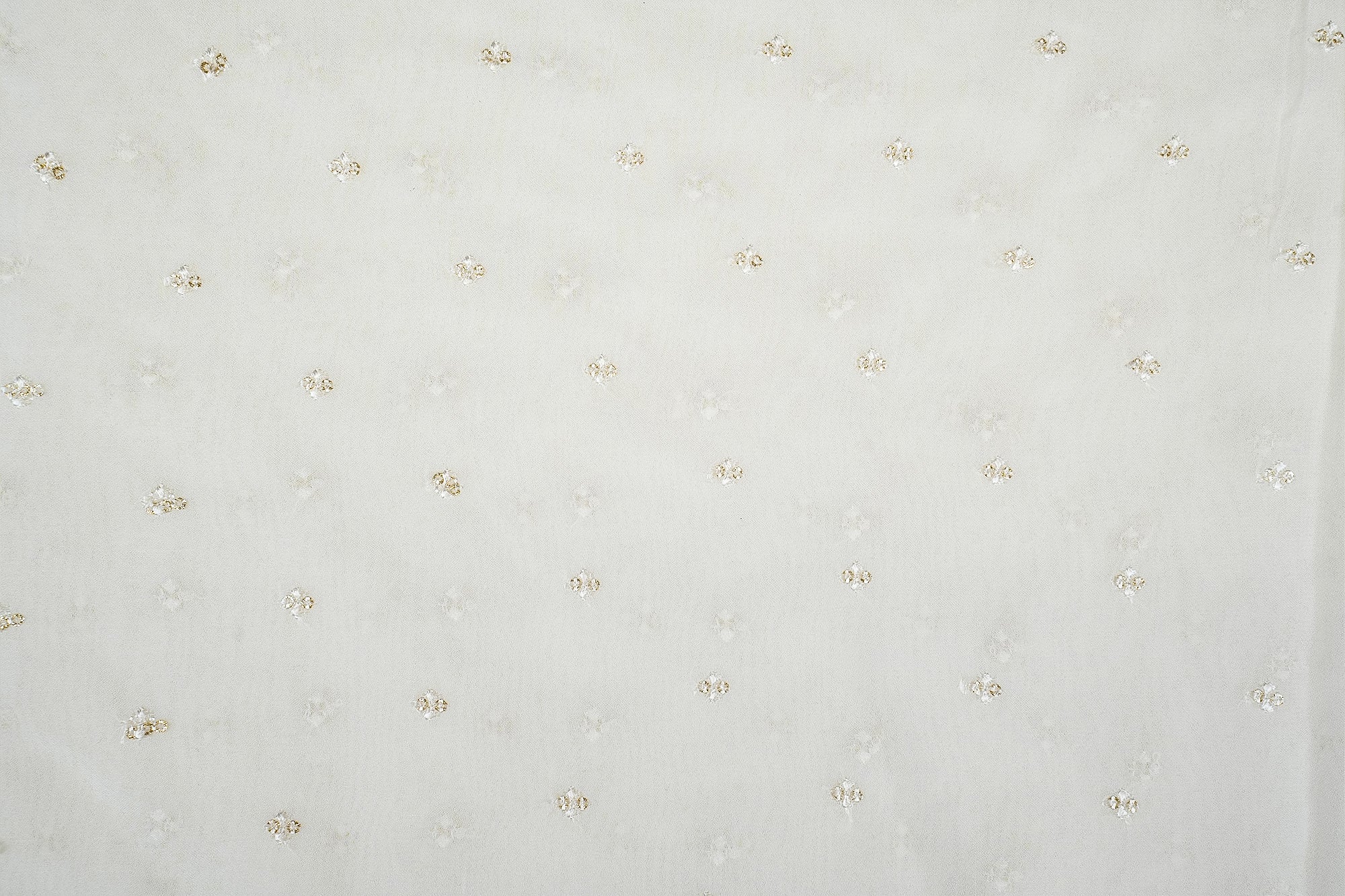 Dyeable Georgette Golden Allure Fabric with All-Over Butti of Sequins and Threadwork