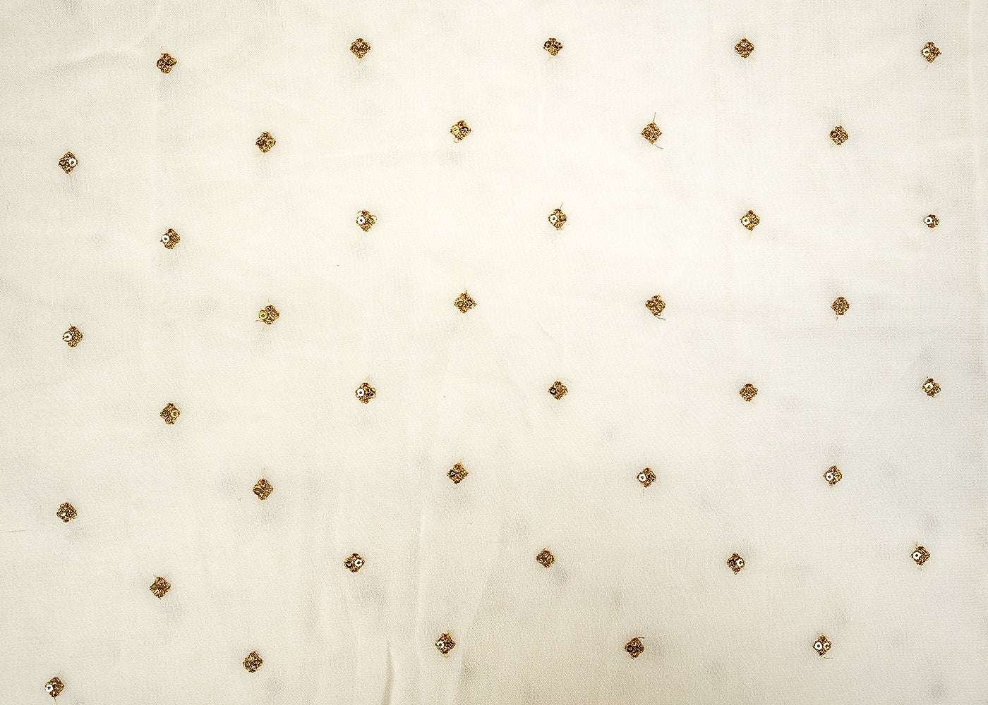 Golden Opulence Georgette Fabric with All-Over Buti Work of Golden Thread and Sequins