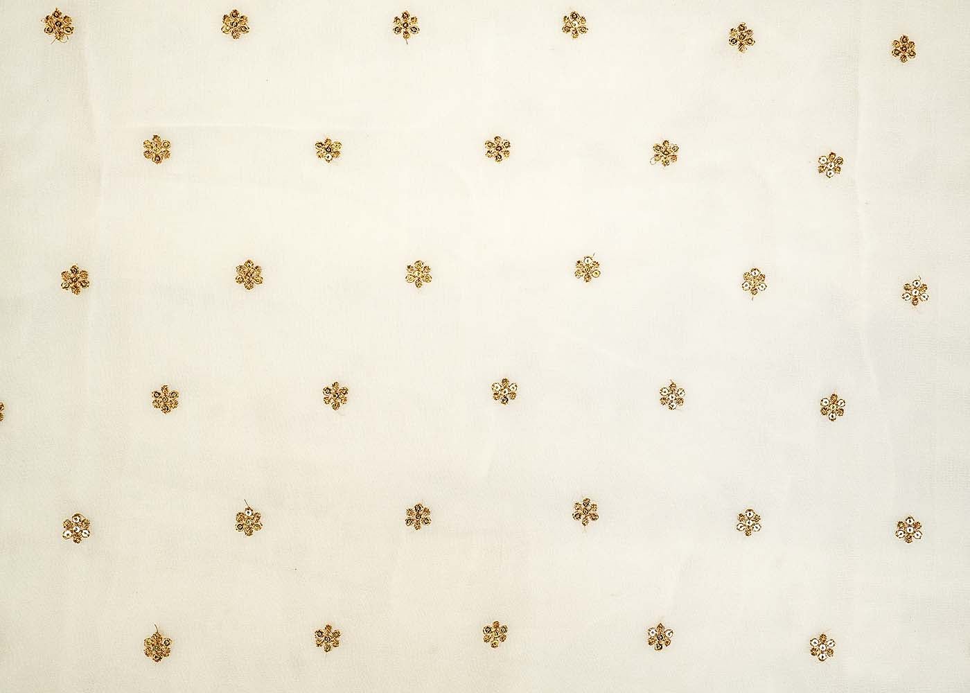 Dyeable Georgette Fabric with All-Over Floral Buti Work of Thread and Sequin