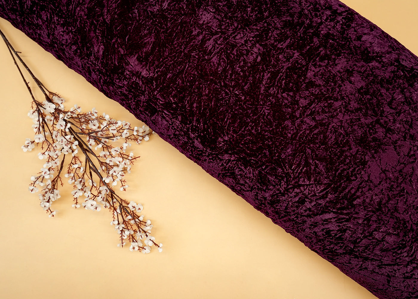 Wine Textured Crushed Velvet Fabric