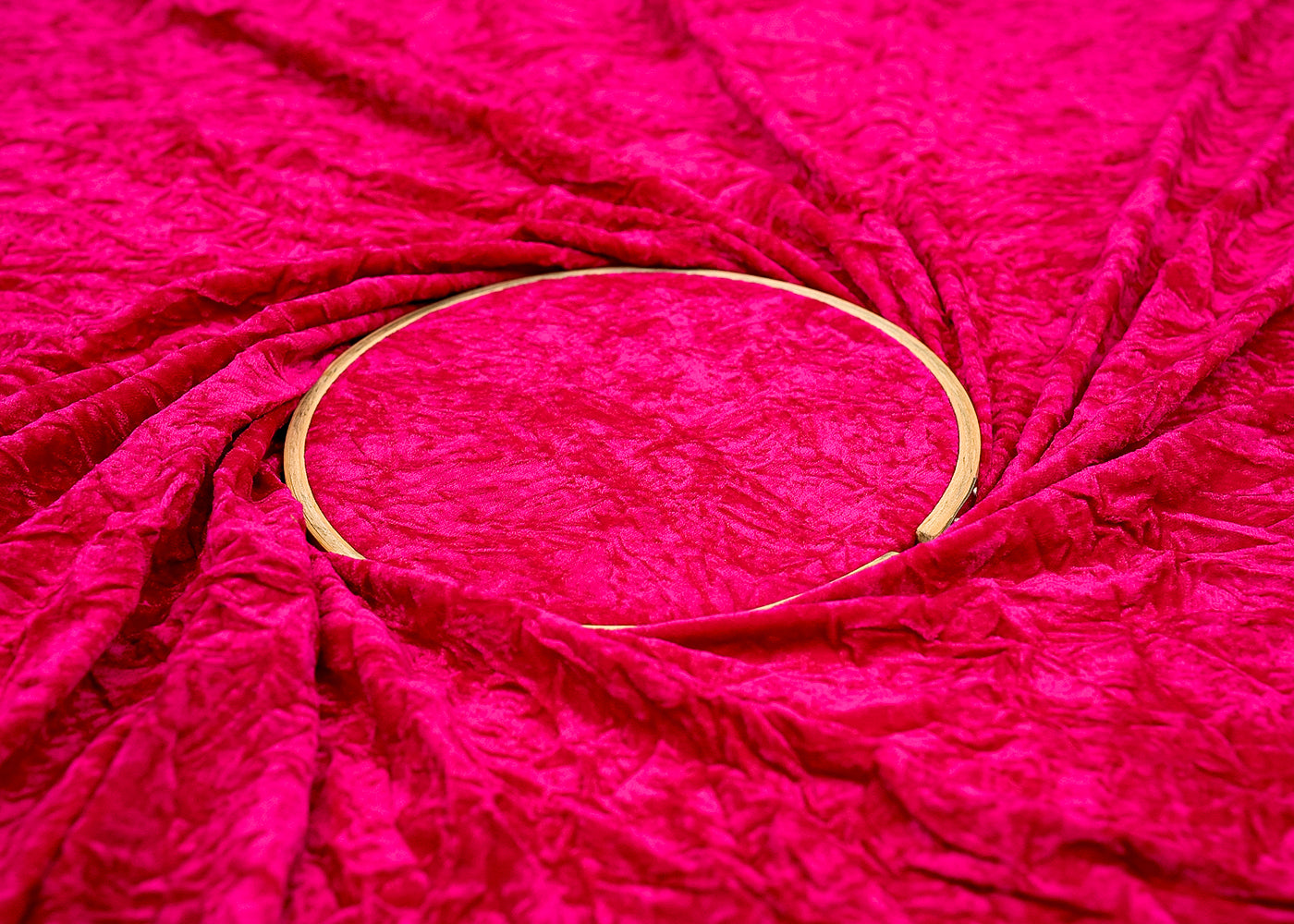 Rani Pink Textured Crushed Velvet Fabric