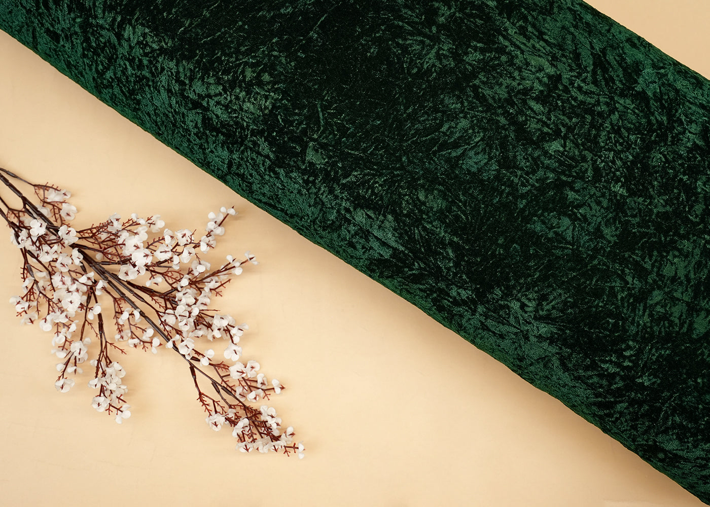 Bottle Green Textured Crushed Velvet Fabric