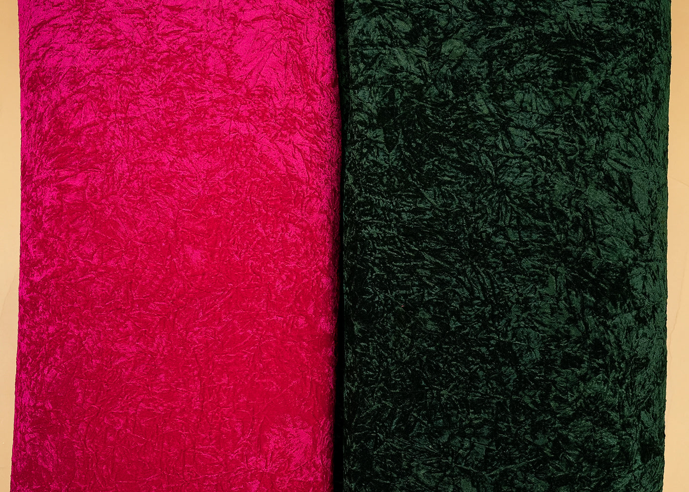 Bottle Green Textured Crushed Velvet Fabric