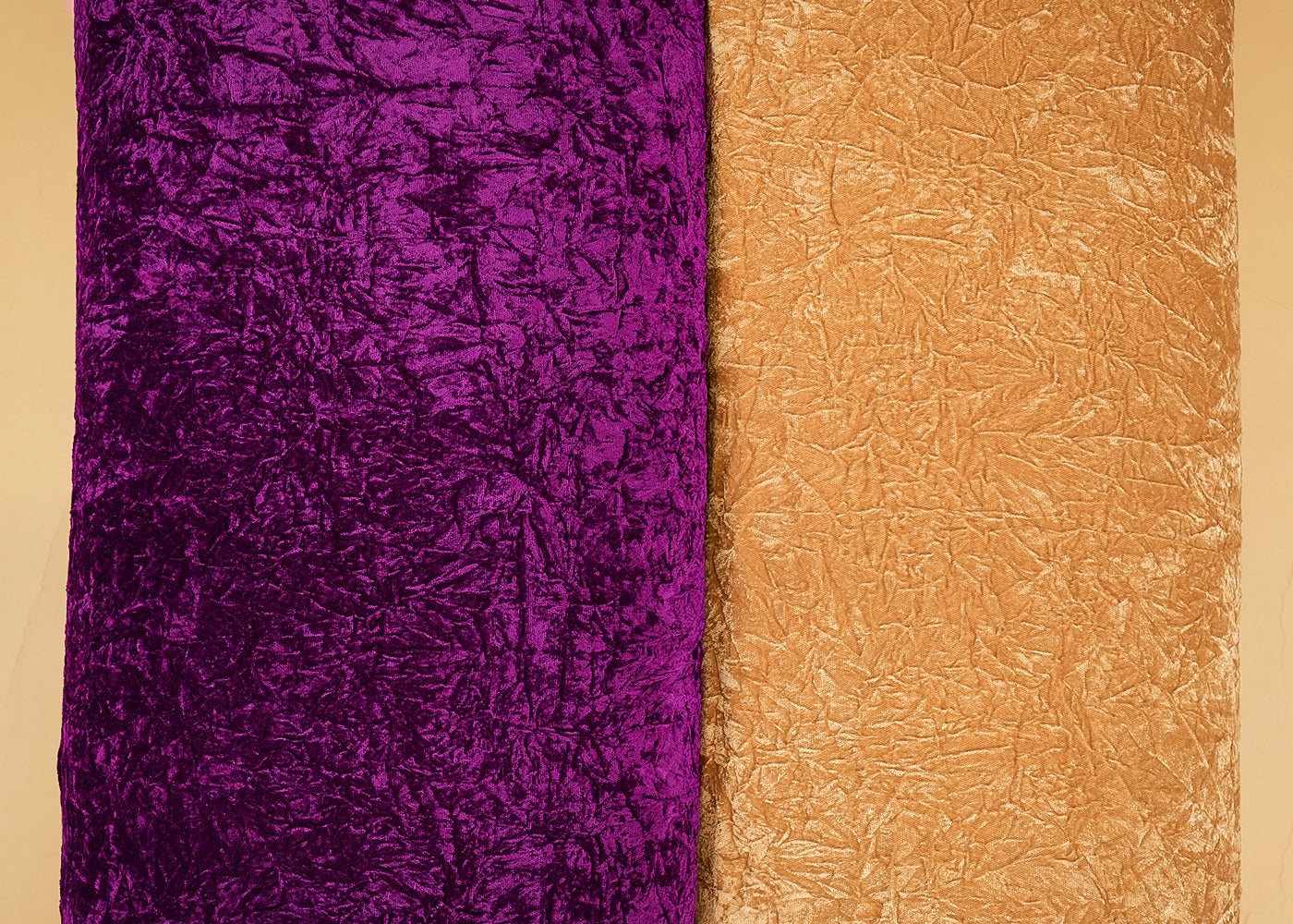 Beige Textured Crushed Velvet Fabric