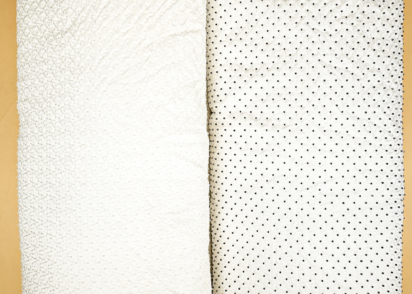 Elegant Noir Silk Dupion Fabric with All-Over Thread and Black Bead Work