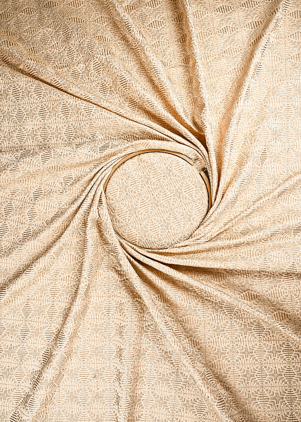 Beige Satin Fabric With All Over Thread And Sequins Work 11965