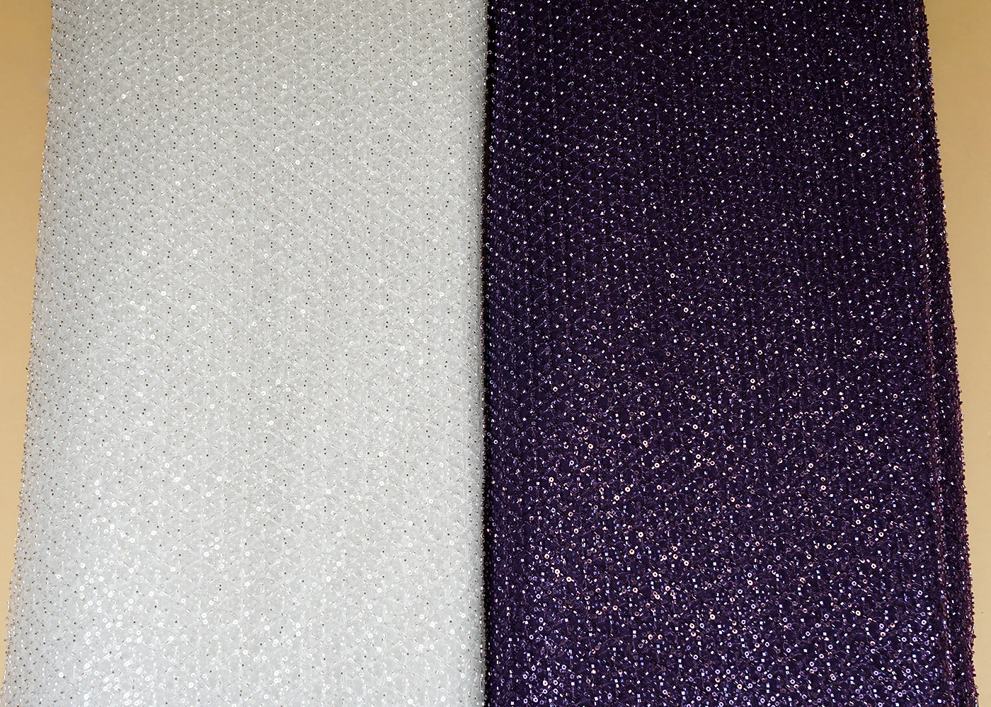 Purple Imported Net with Sequins and Katdana Handwork Embellishments