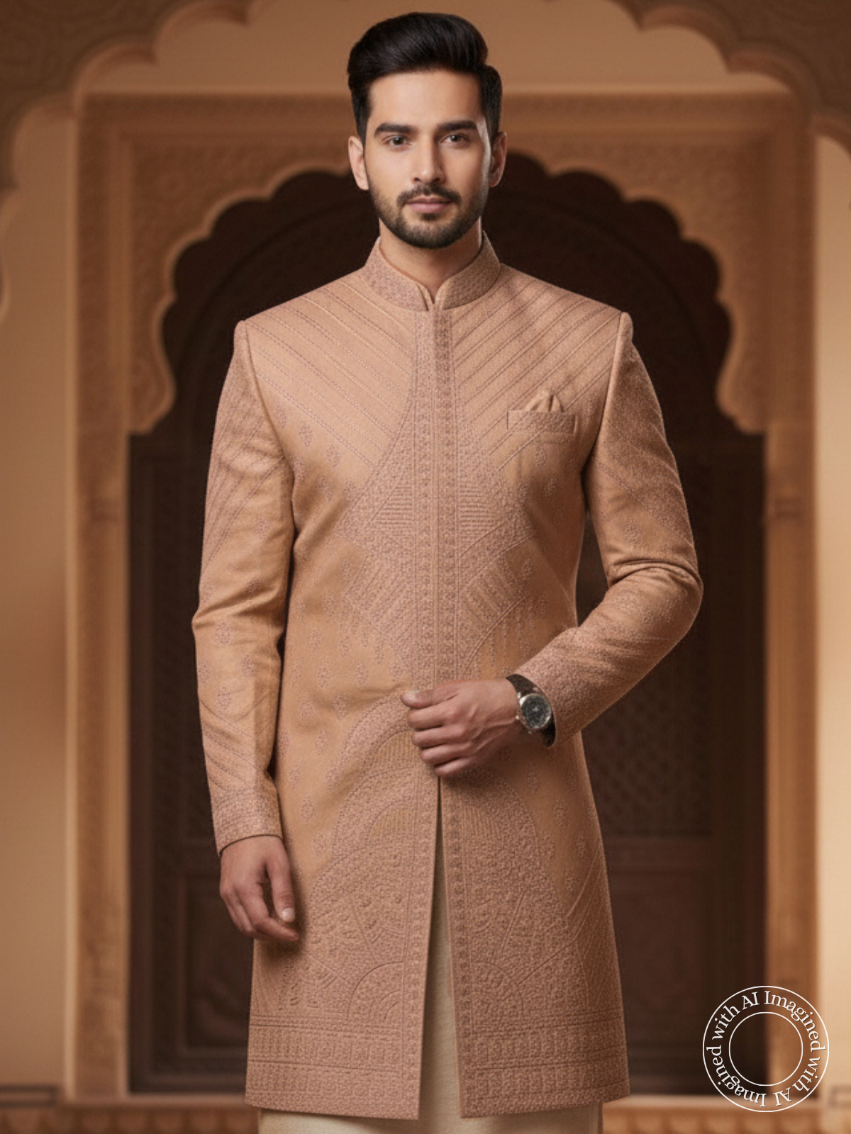 The Virasat – Unstitched Mouse Color Regal Menswear Fabric 12103