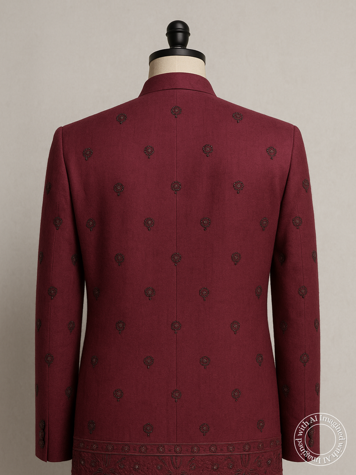 The Riwaayat – Unstitched Wine Jodhpuri Jacket Fabric for Men 12104