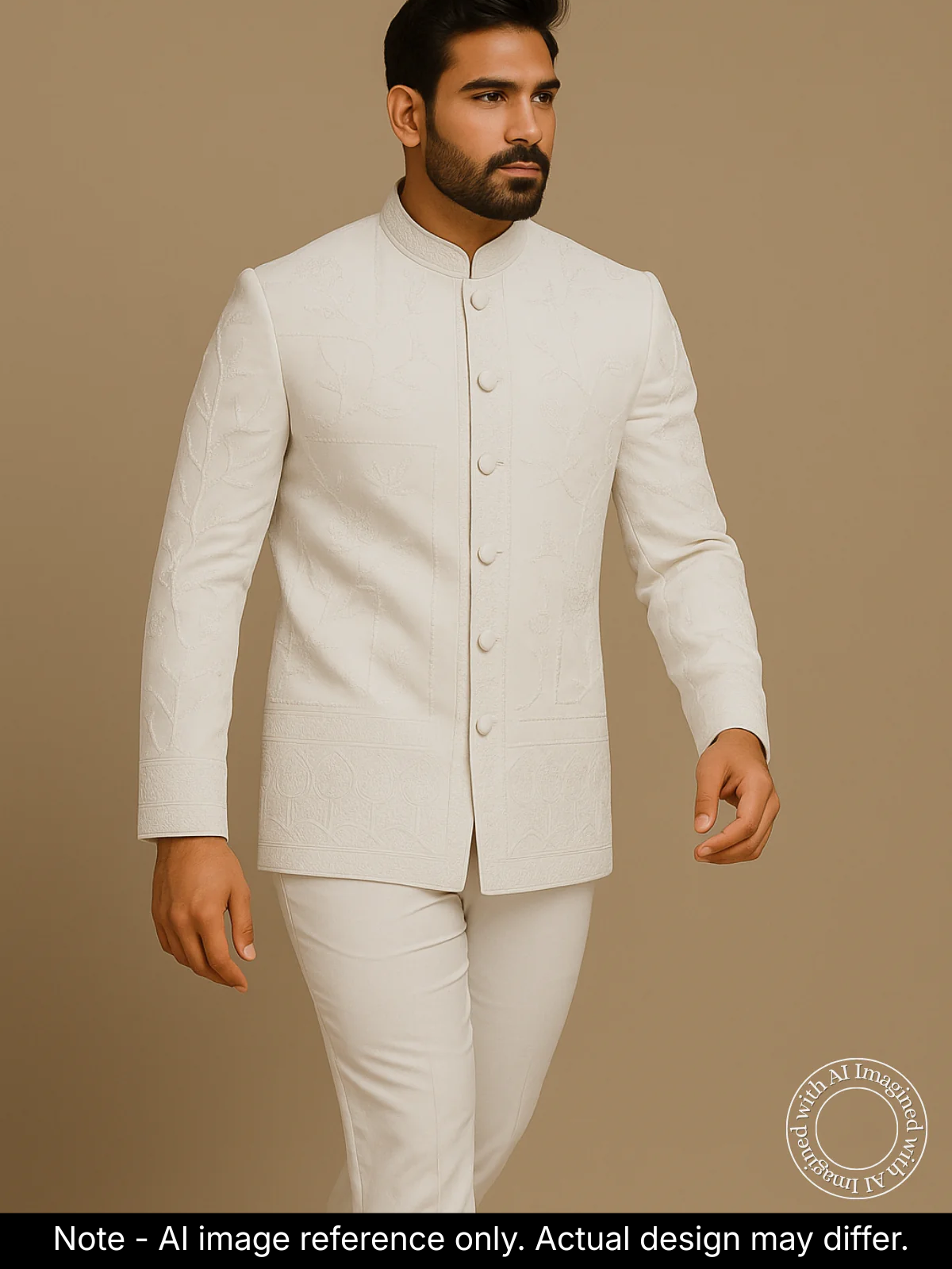 The Riwaayat – Unstitched White Jodhpuri Jacket Fabric for Men 12112